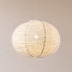 Lampă suspendată Lindby „Autumn”, bej, Ø 40 cm, pânză, formă de bilă