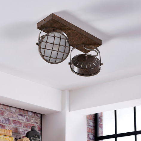 Tamin loftlampe, rustbrun, 2 lyskilder