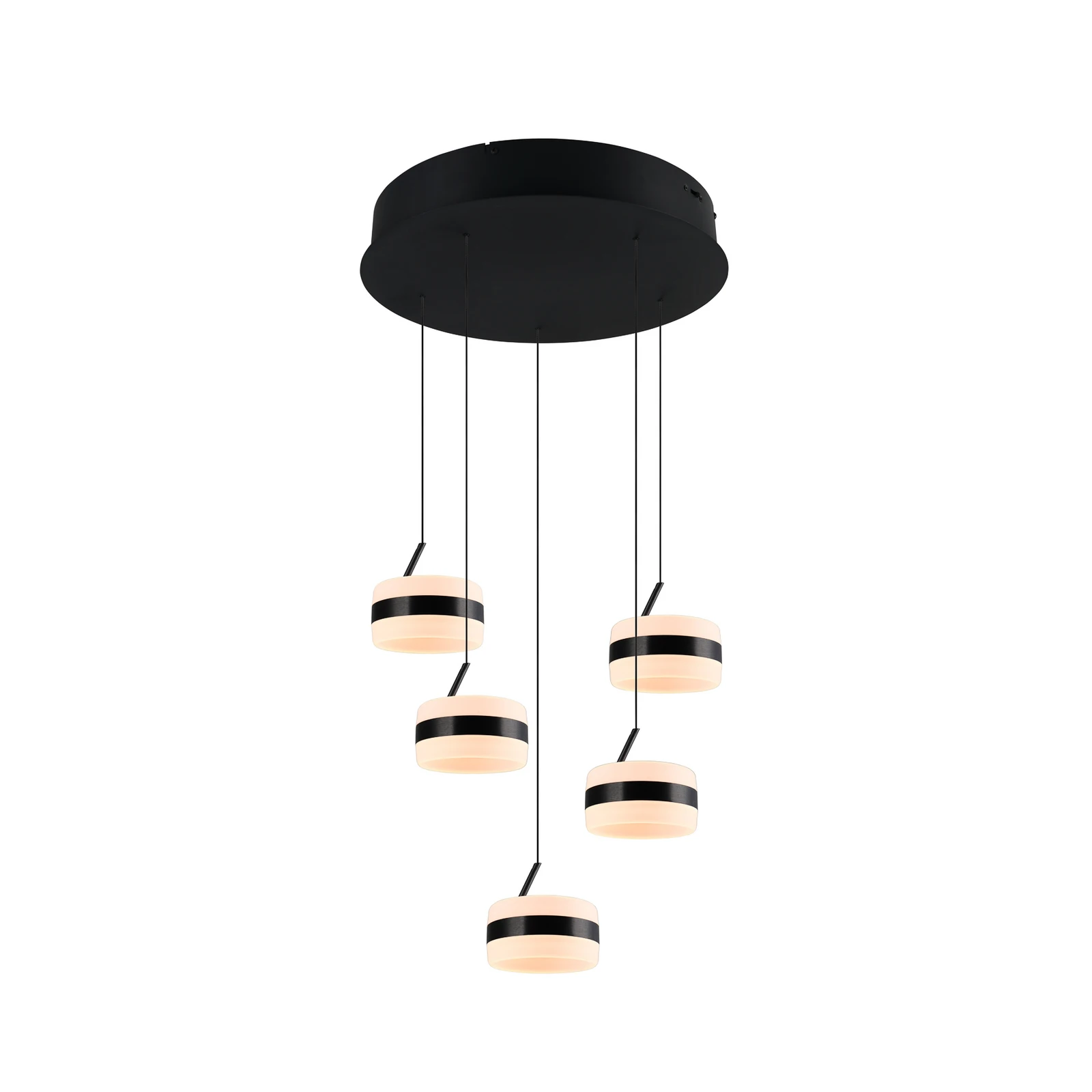 LED-Pendellampe Dios, schwarz, Ø 45 cm, CCT, 5-flg.