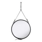 Adnet Wall Mirror Circular Ø58 Black Leather - GUBI