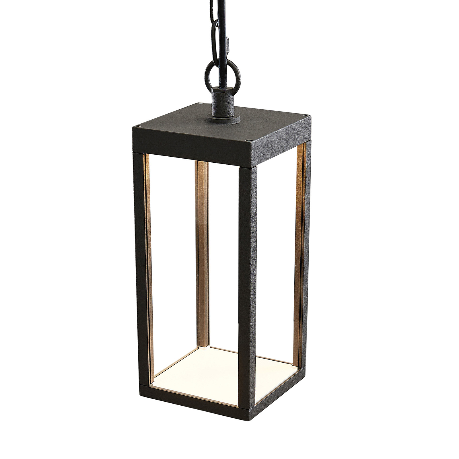 Utendørs LED pendellampe Cube, glasskjerm, 26 cm Utendørs LED pendellampe Cube, glasskjerm, 18 cm