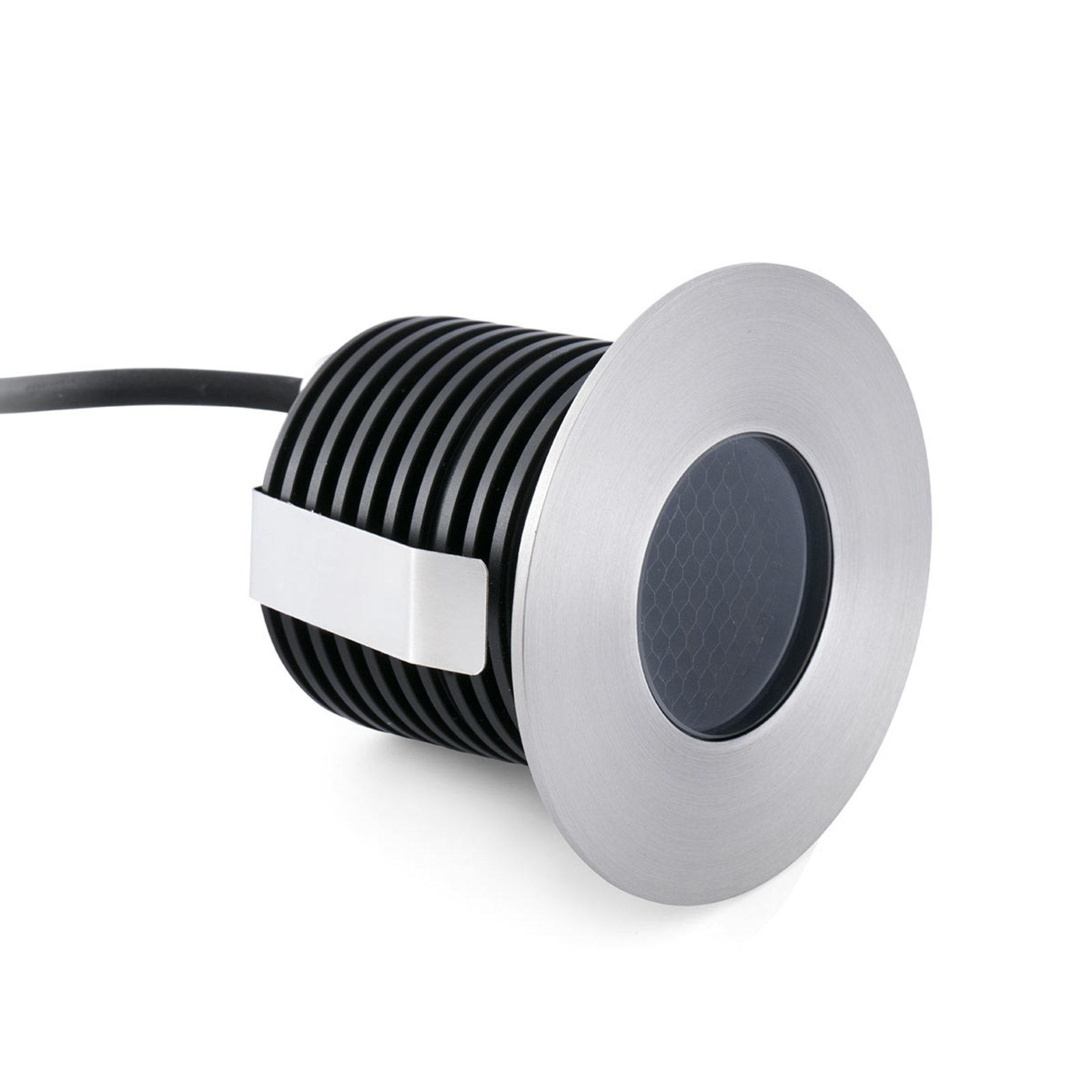 LED innfelt spot Grund, nikkelfarget, Ø 8 cm, aluminium/rustfritt stål