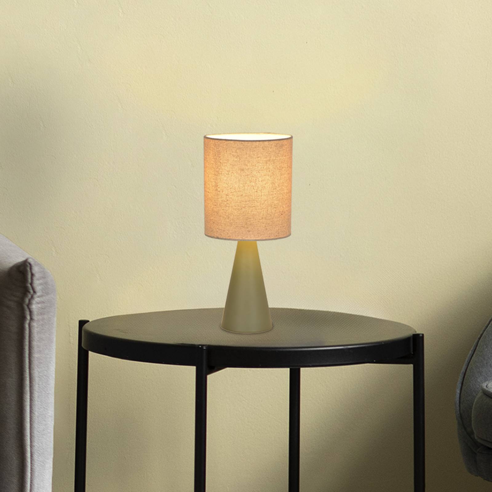 COREP Lampe de table Sally, lichen/beige, hauteur 33 cm, métal/tissu
