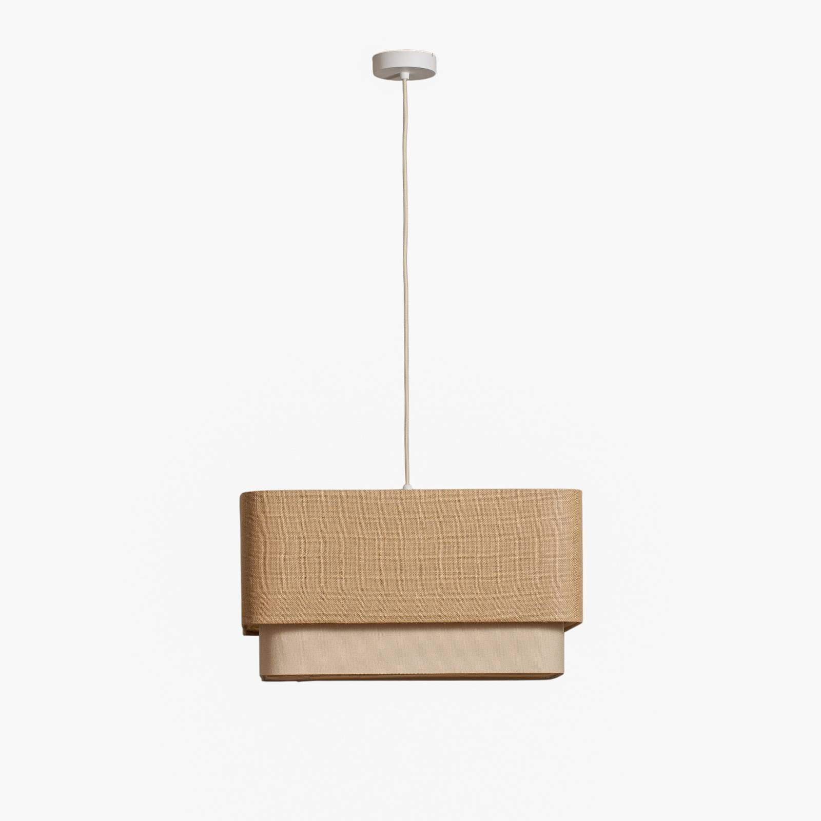 Hängeleuchte Kwadro Duo, creme/beige, 50x50cm, Jute/Leinen