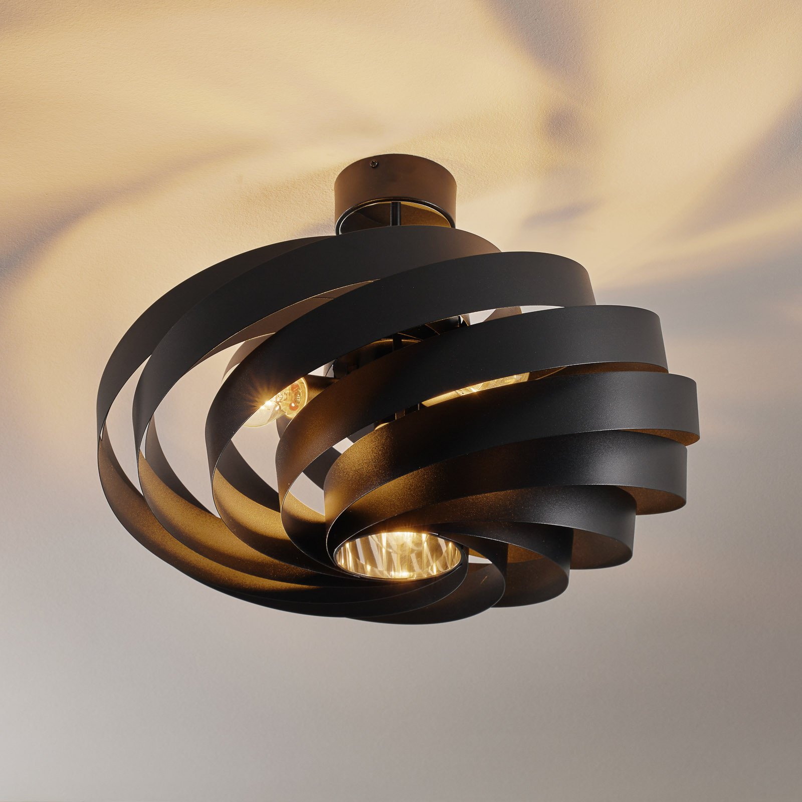 Domiluce Plafonieră Vento negru Ø 60 cm metal E27 - Camera de zi / sufragerie - modern