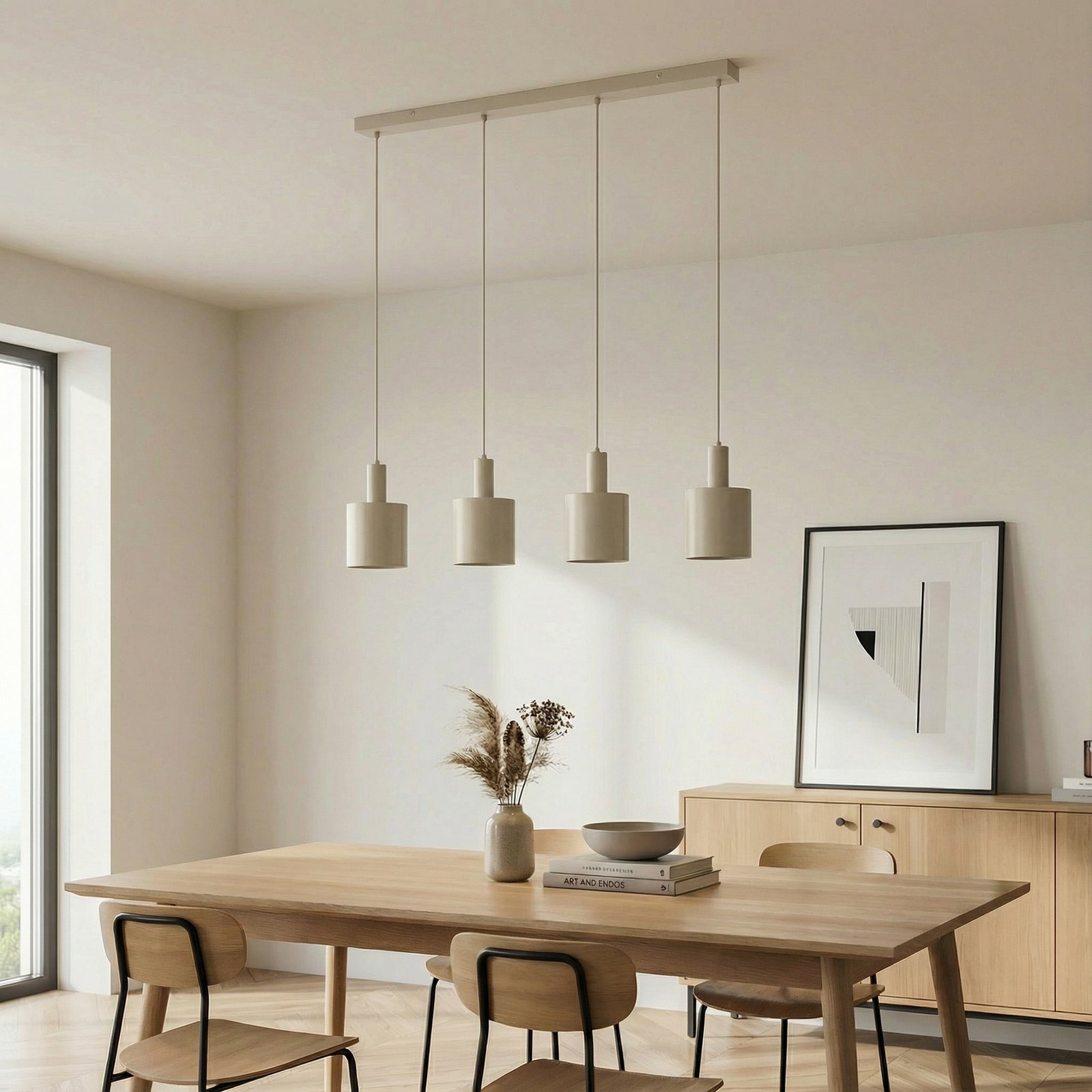 Lindby viseća lampa Ovelia, bež, 4 žarulje, metal, E27