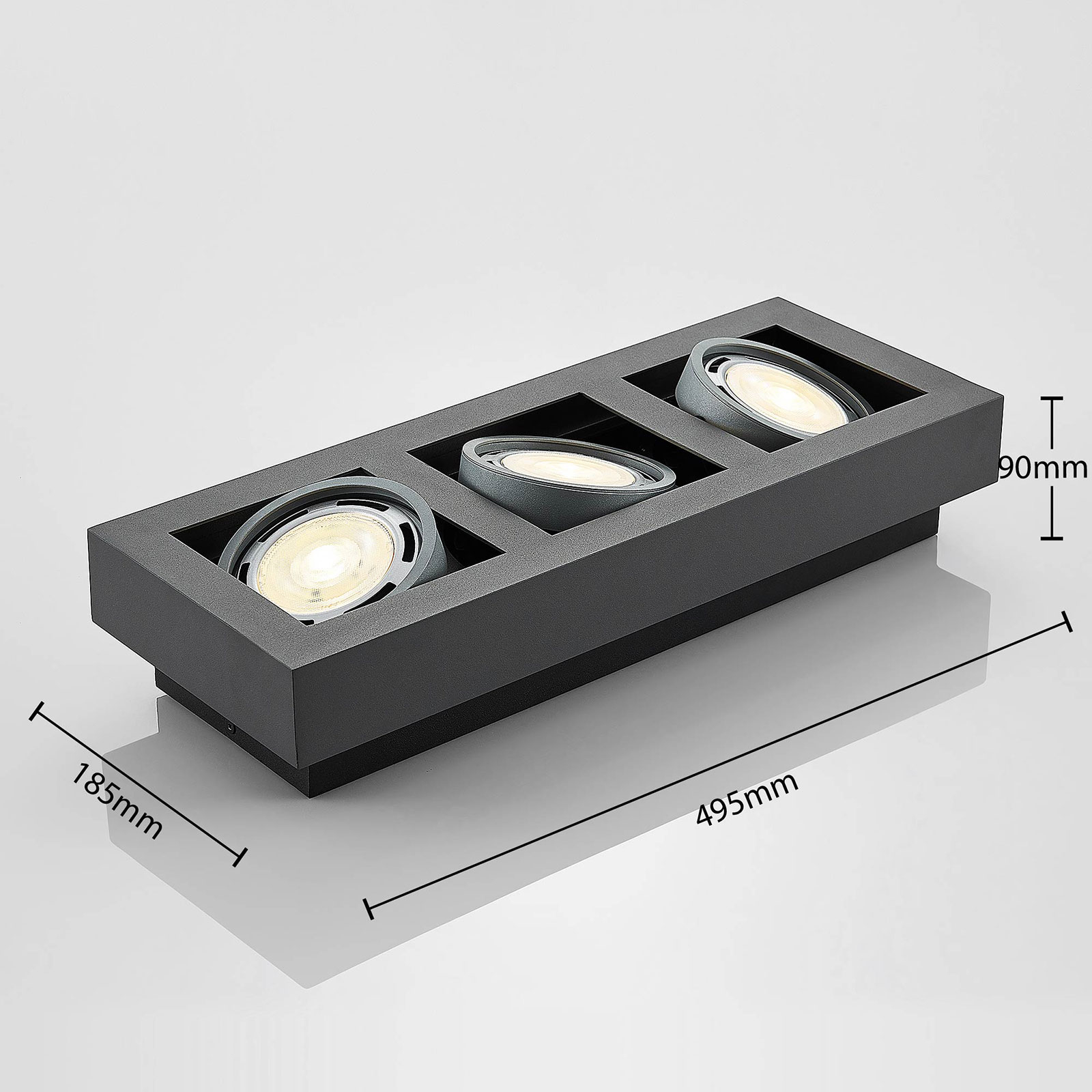 Arcchio Deckenstrahler Ronka, 50 cm, 3-flammig, grau, GU10