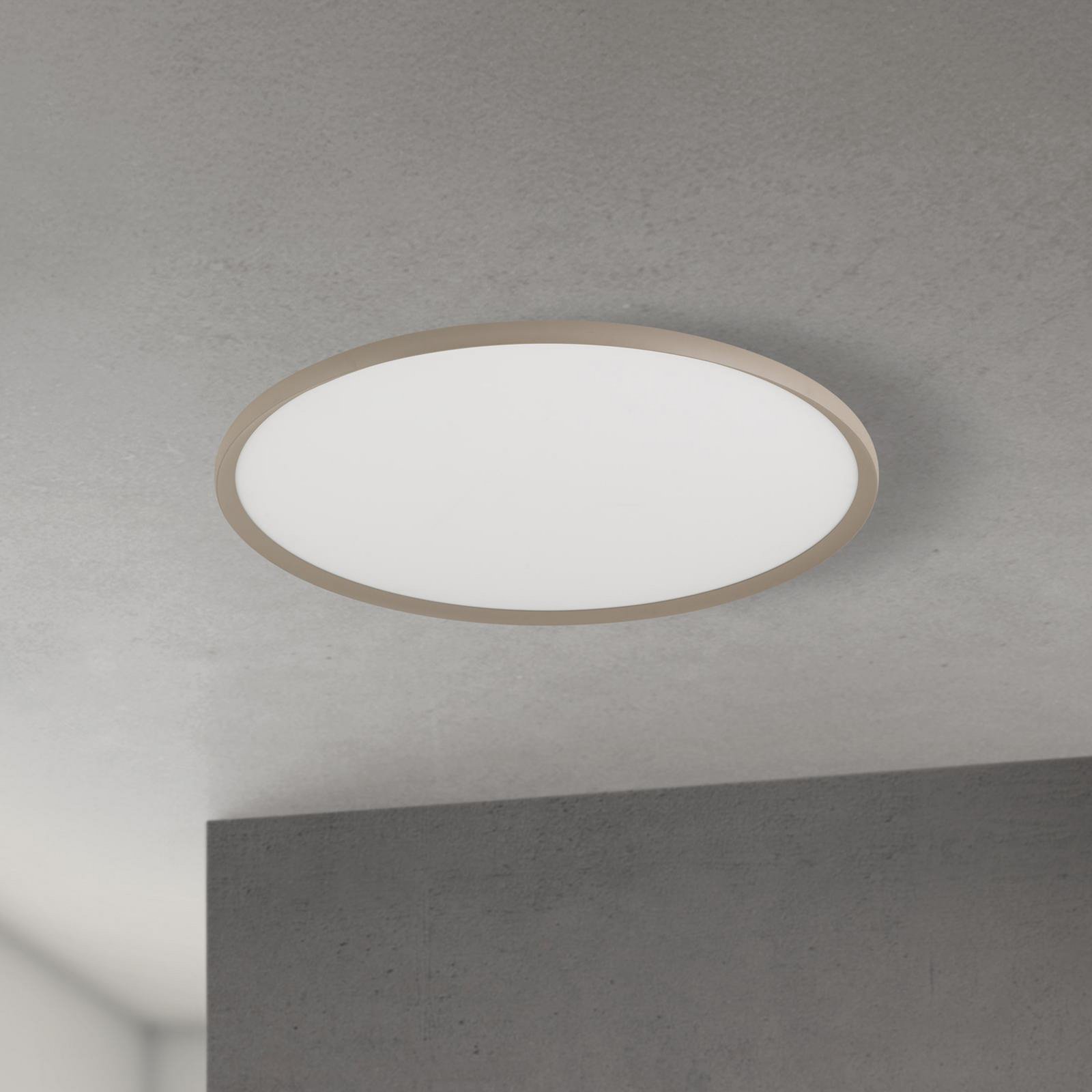 LED ceiling lamp Kant, Ø 80 cm, khaki, CCT, metal/plastic