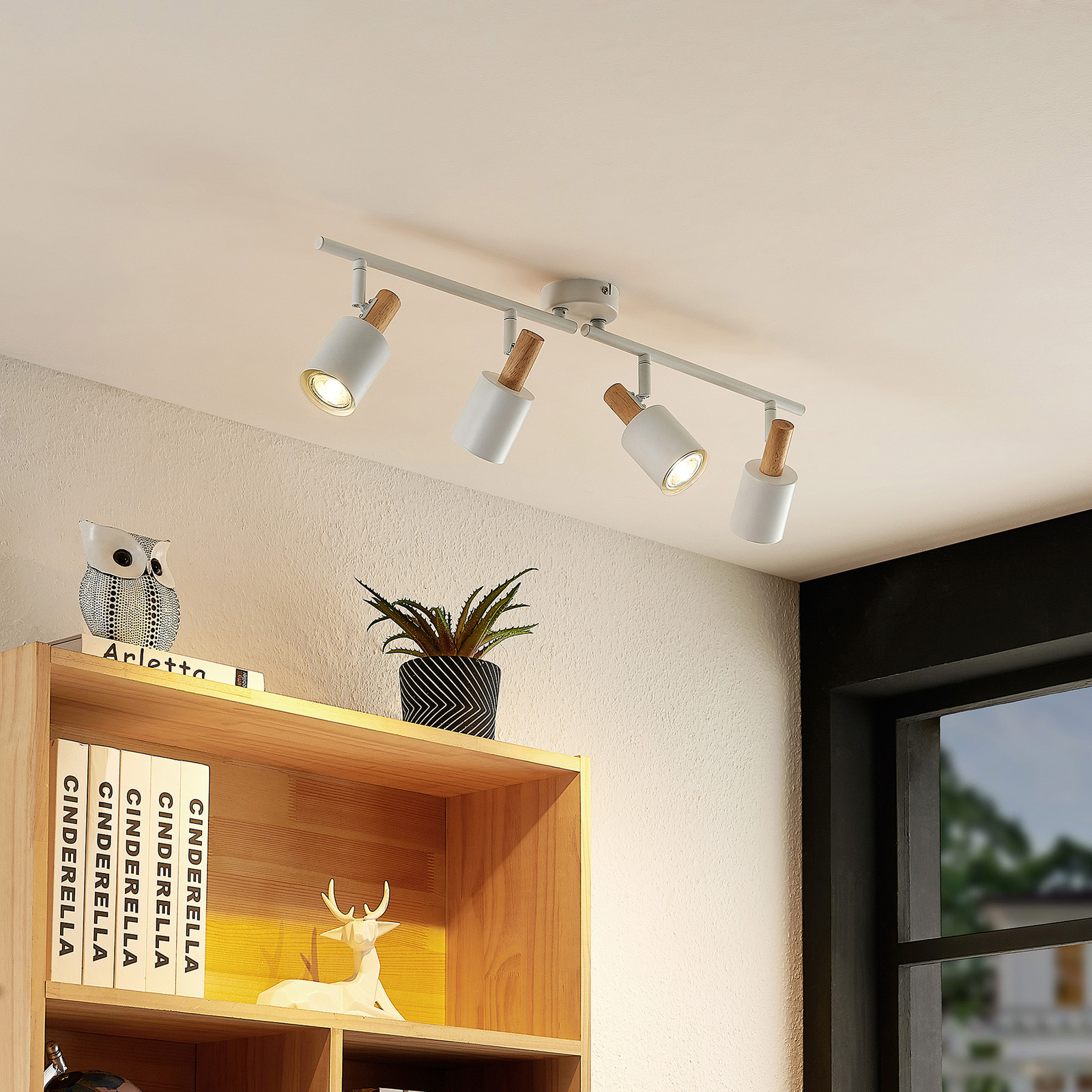 Lindby Junes ceiling spotlight, four-bulb, white