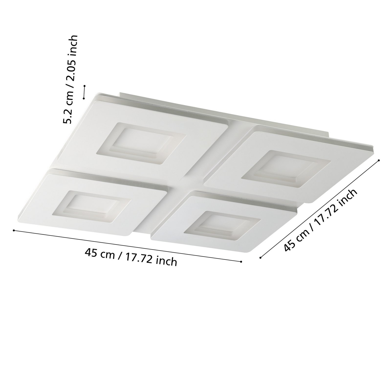 EGLO connect LED laevalgusti Padrogiano-Z 4-valgusti, 45 x 45 cm