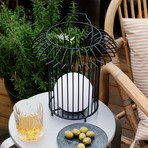 Dyberg Larsen LED-Akku-Tischlampe Basket, Metall, Ø 24 cm