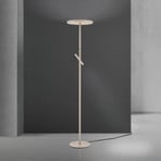 LED vloerlamp Teide, kaki, metaal, leeslamp, dimmer