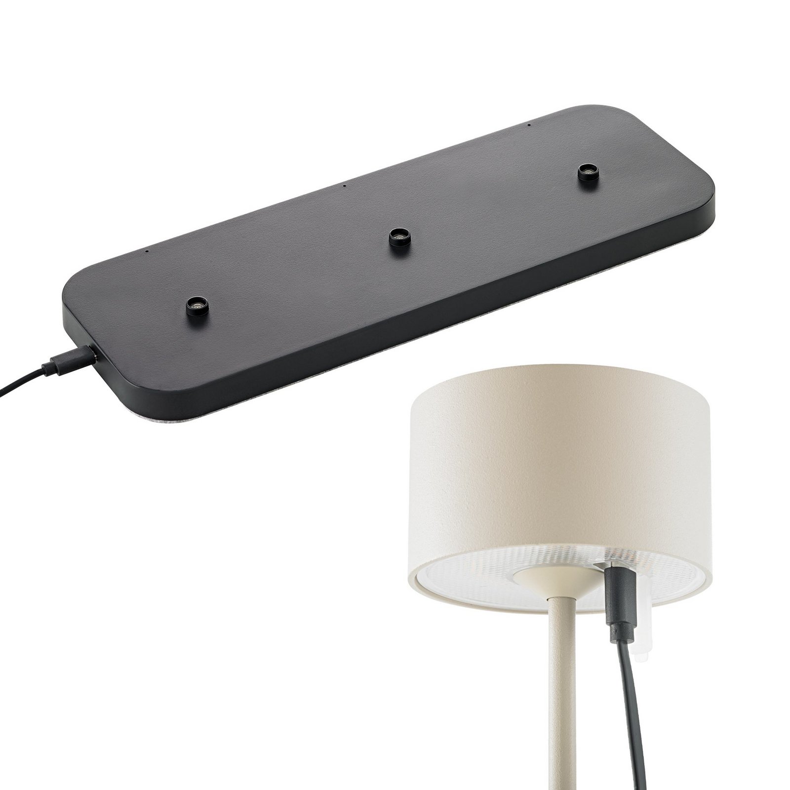 LED-Akku-Tischleuchte Veluna, beige, 3er-Set, 25 cm, IP44