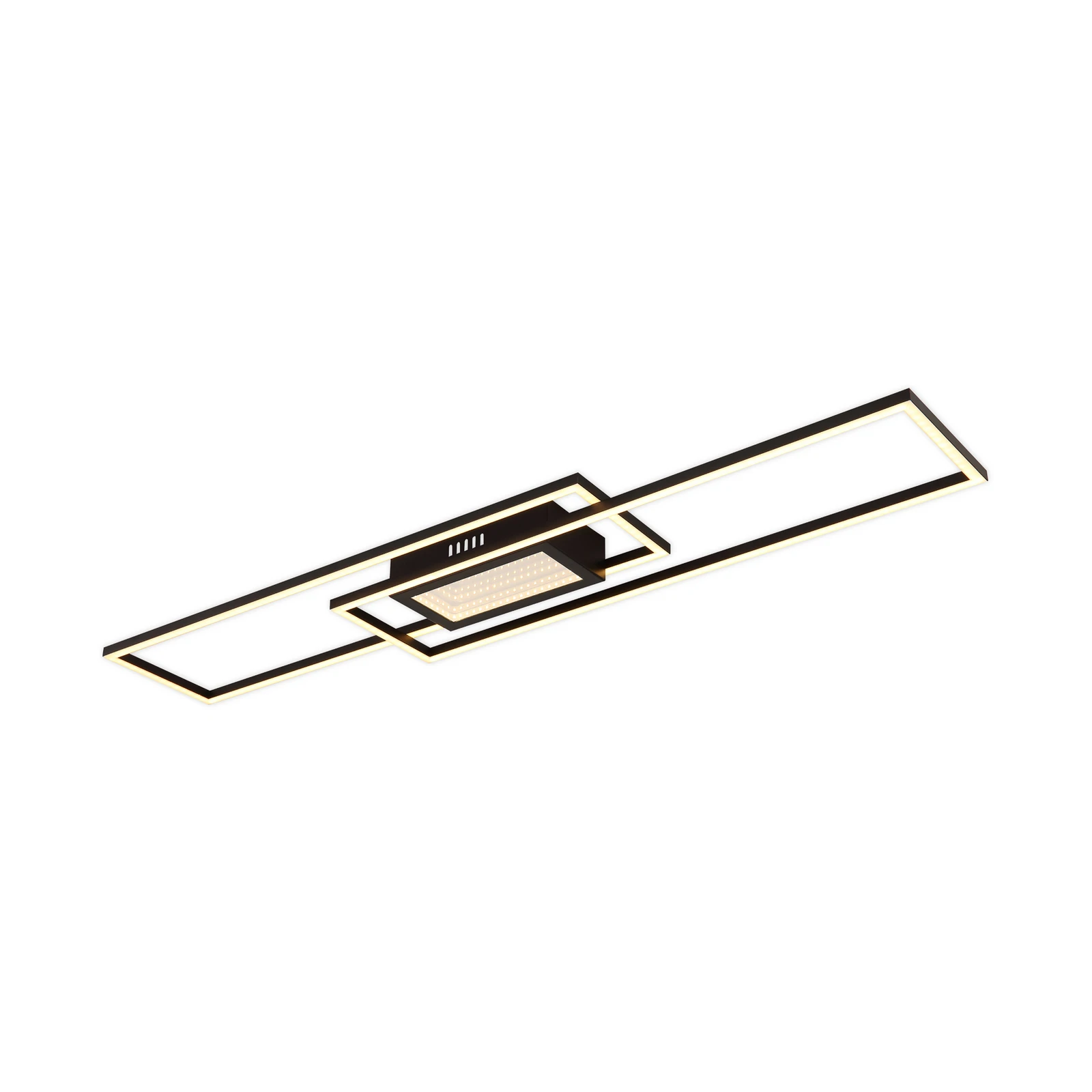 Plafonnier LED Saunders, longueur 96 cm, noir, effet 3D