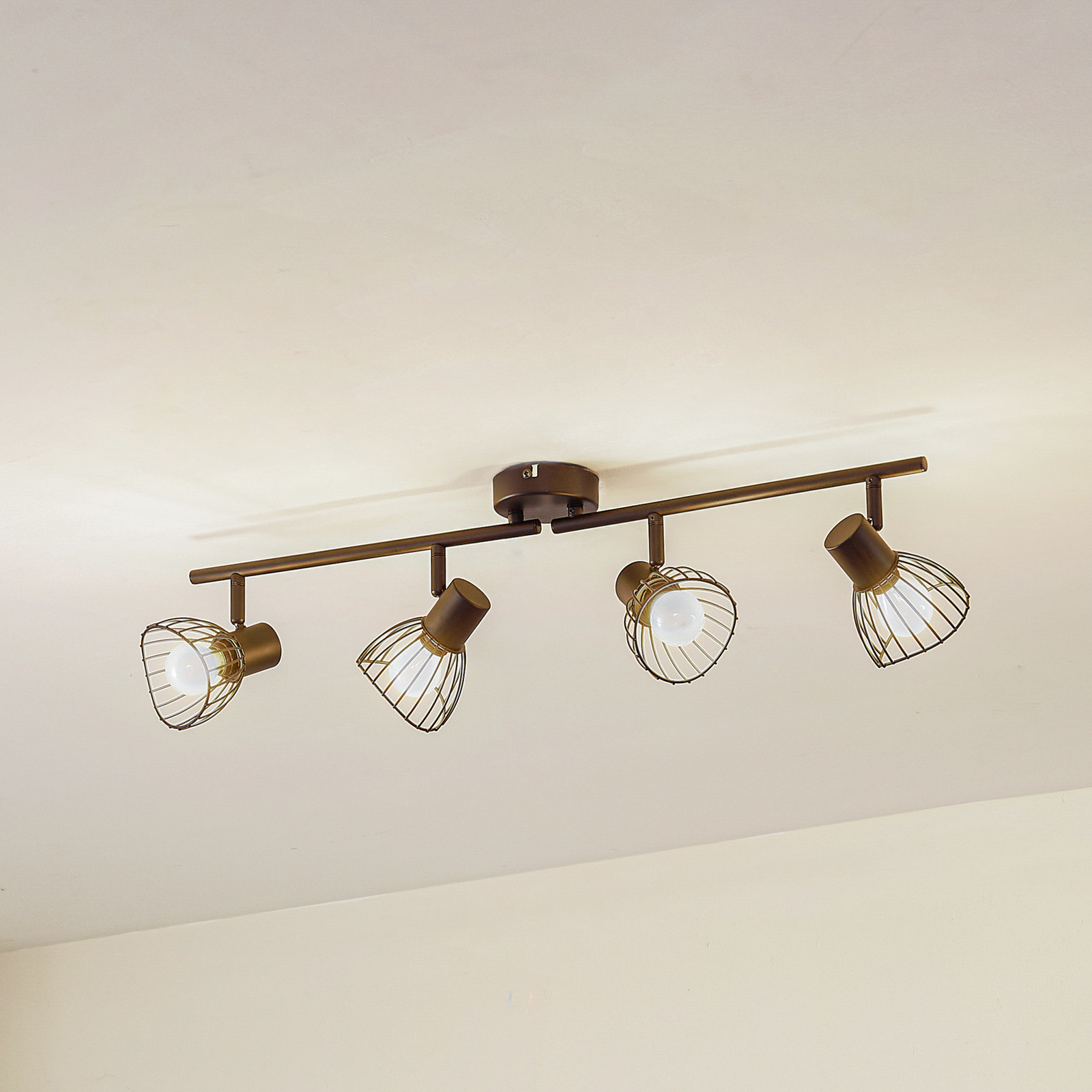 Lindby plafonieră Piena negru 4 becuri metal 70cm - Camera de zi / sufragerie - modern