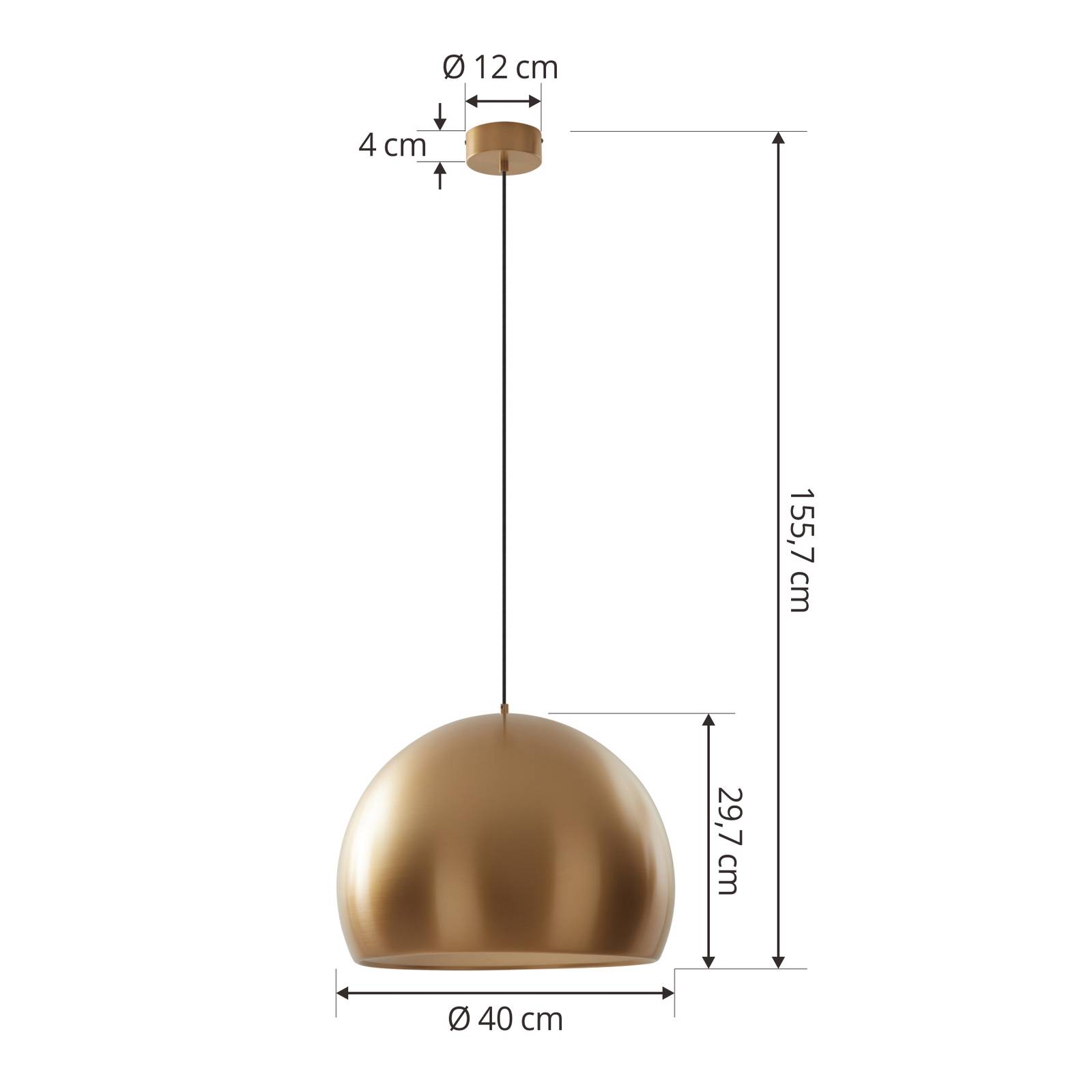 Lampa wisząca LED Lucande Lythara, mosiądz, Ø 40 cm, aluminium