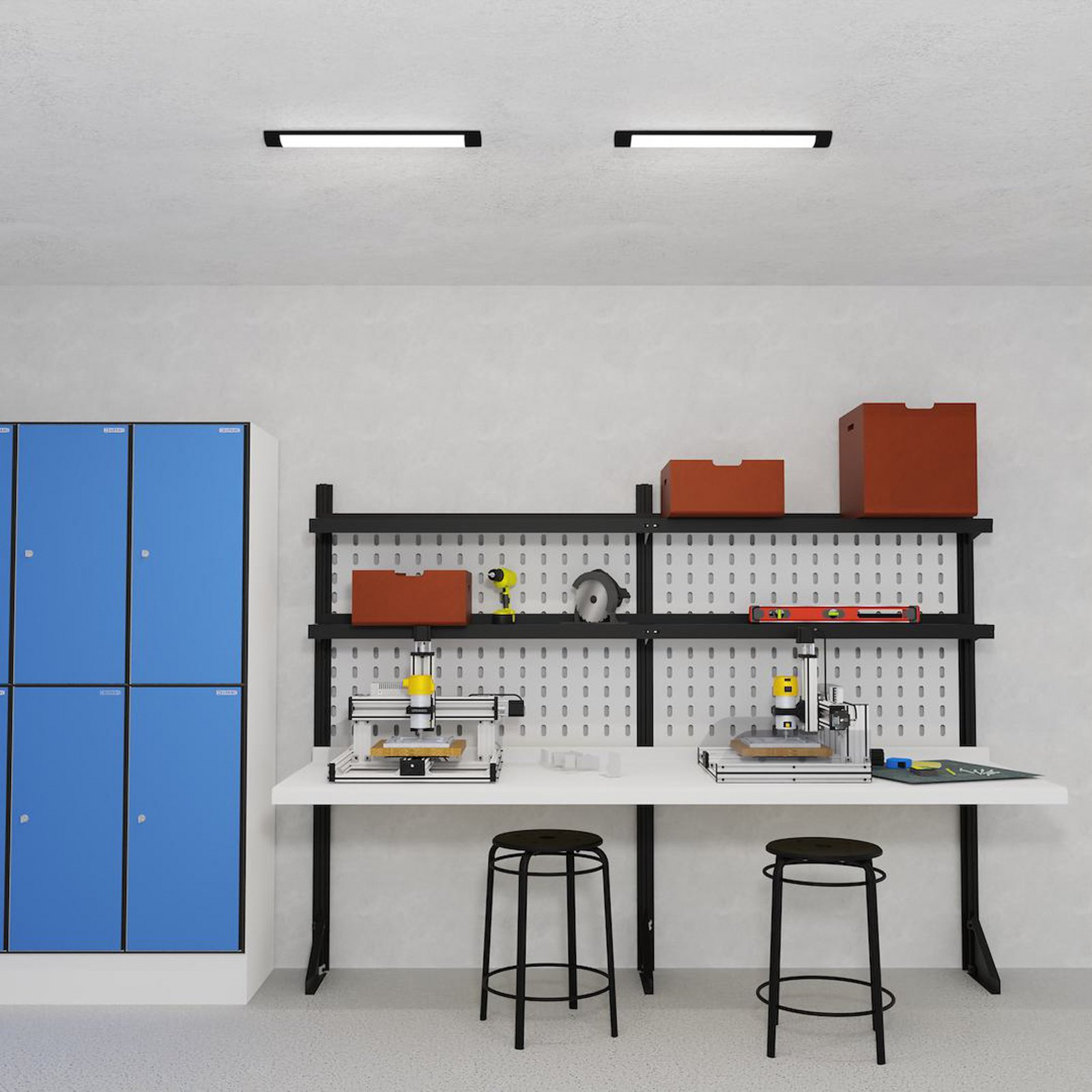 LED-Deckenleuchte Batten, Länge 60 cm, Alu, schwarz, 4.000 K