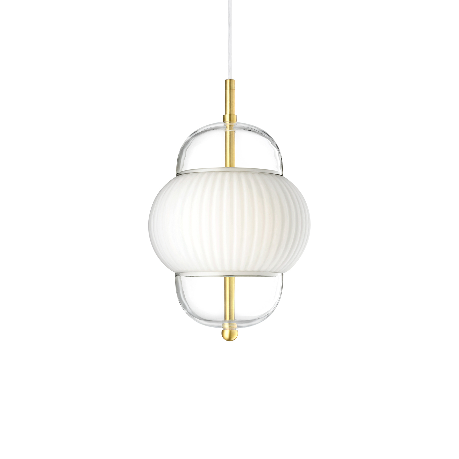 Shahin pendant light, Ø 23 cm, 3-bulb, white / clear, glass