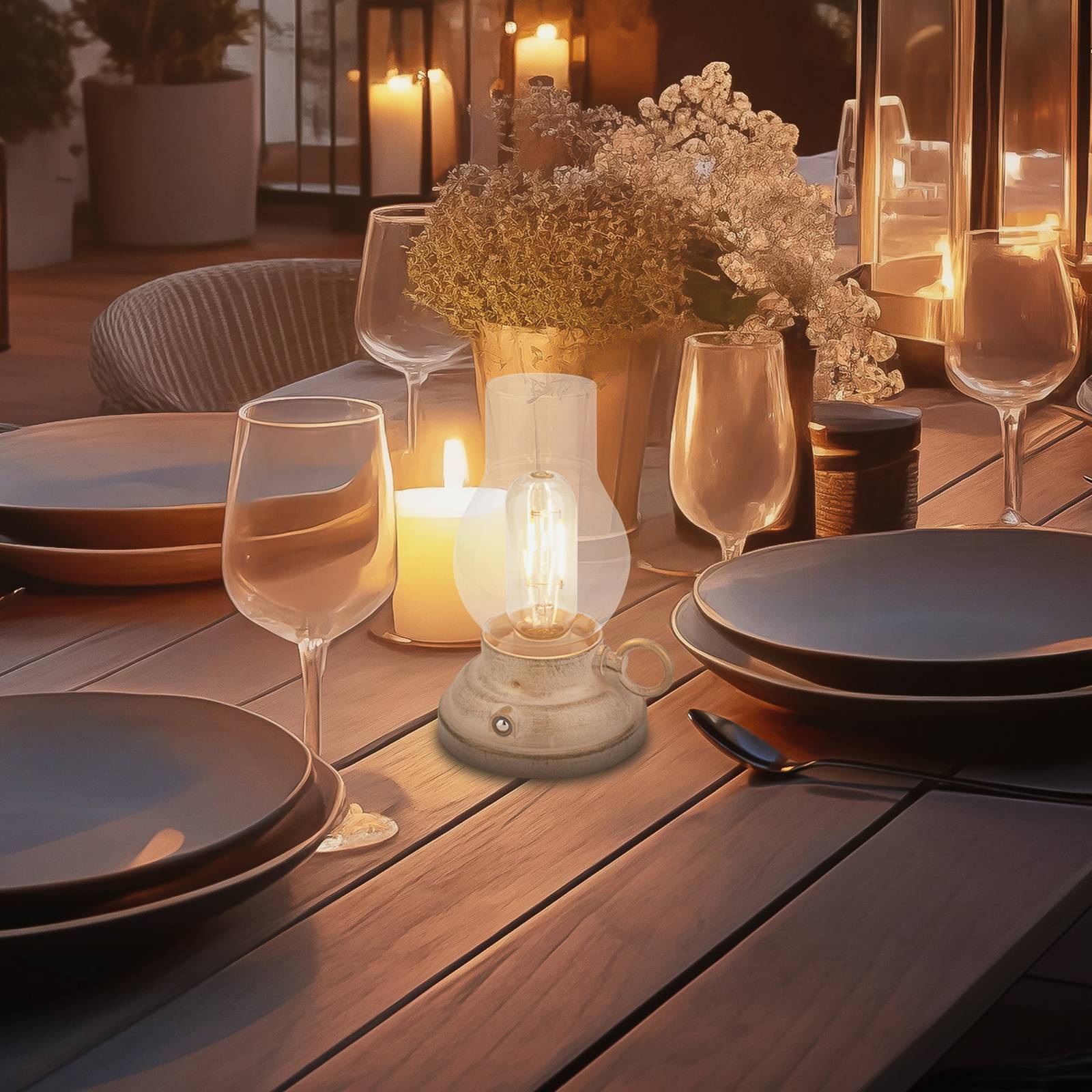 LED-Akku-Tischlampe Brilo unplugged Kanea, beige, Höhe 18 cm günstig online kaufen