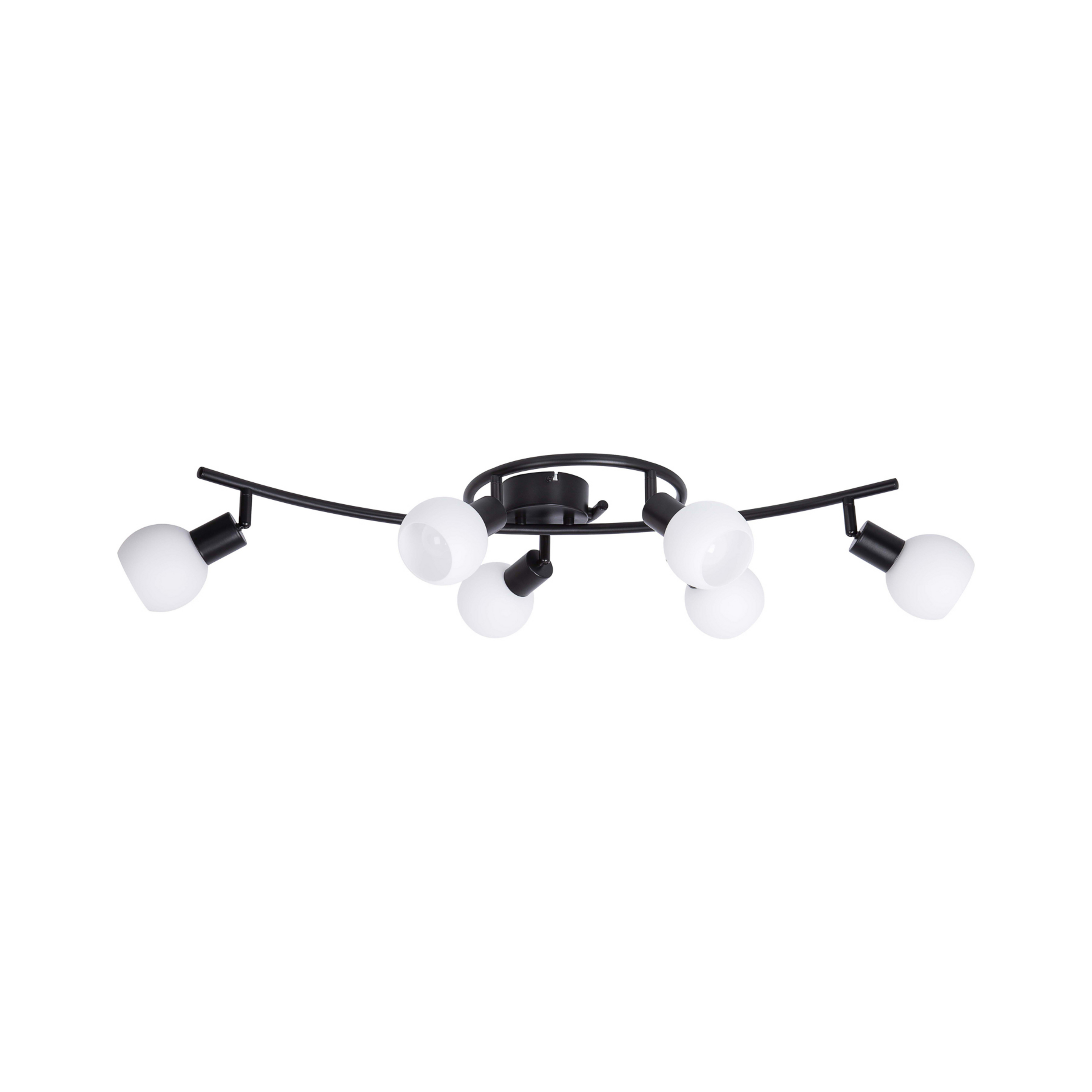 Loxy LED-loftspot, sort, 6 lyskilder