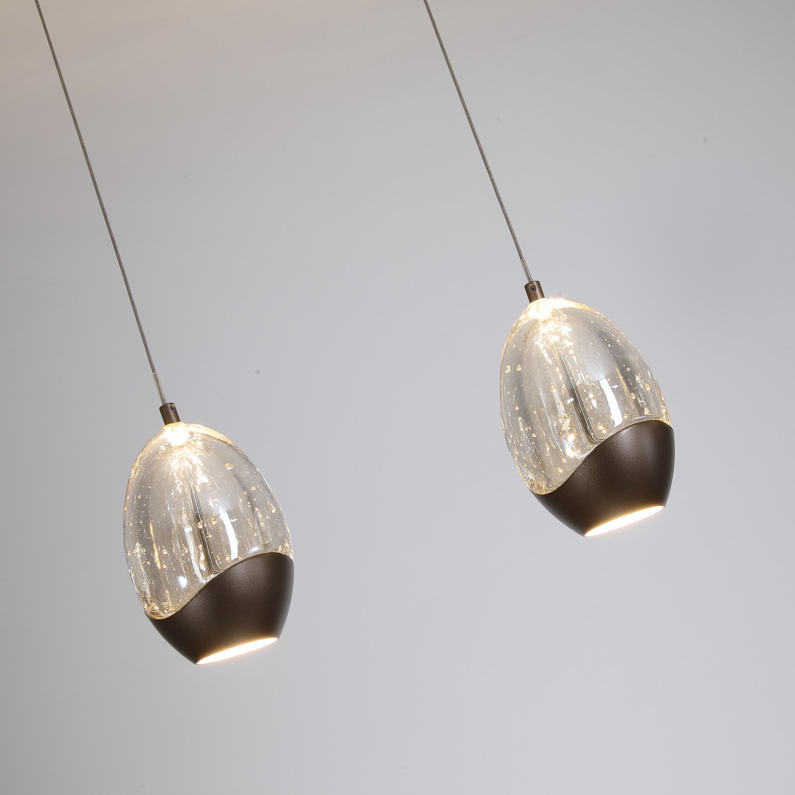 LED-pendellampe Seeds, cremefarvet, længde 75 cm, glas 4 lyskilder