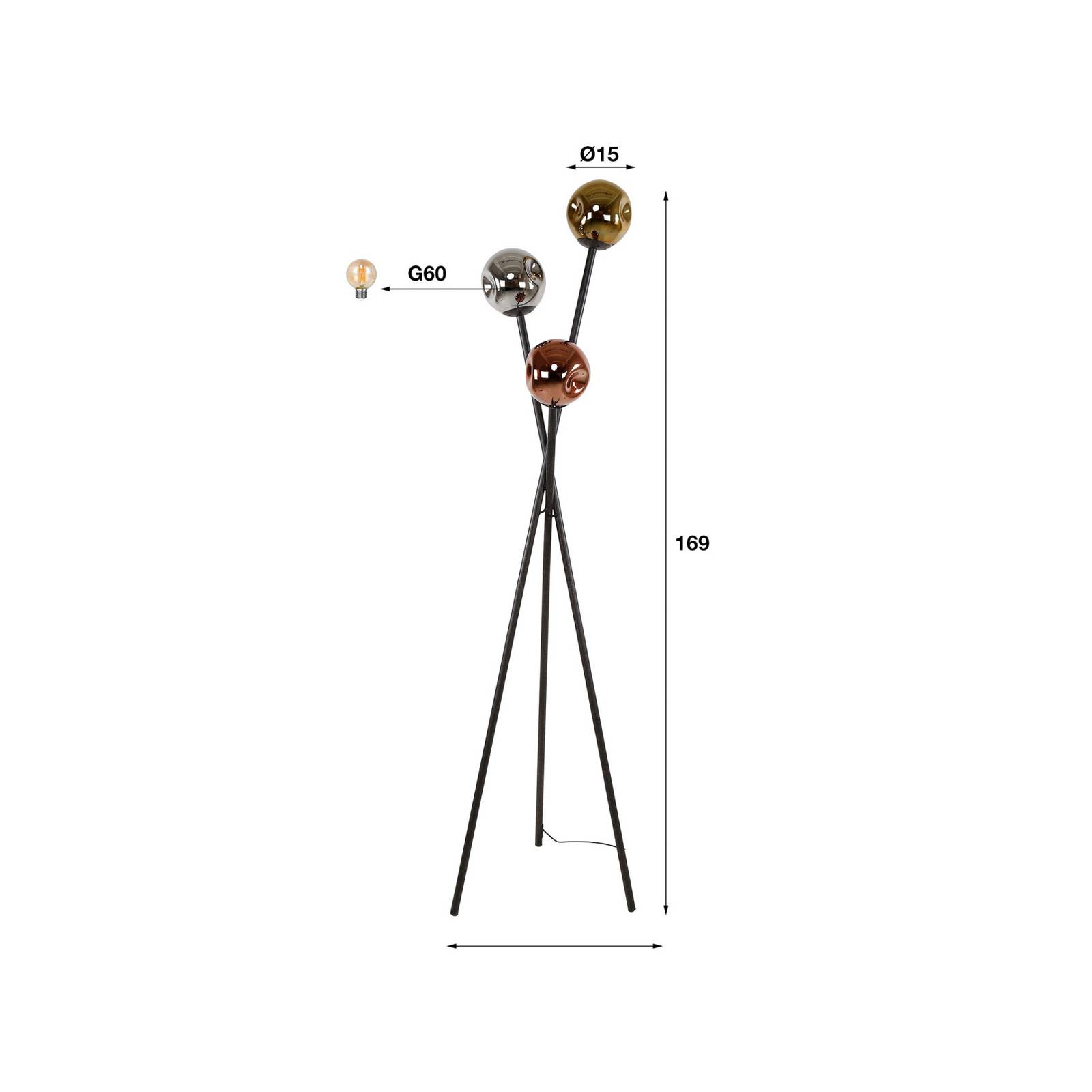 Lampa stojąca Stellar, trójnóg, 3-punktowa, szkło, wielokolorowa