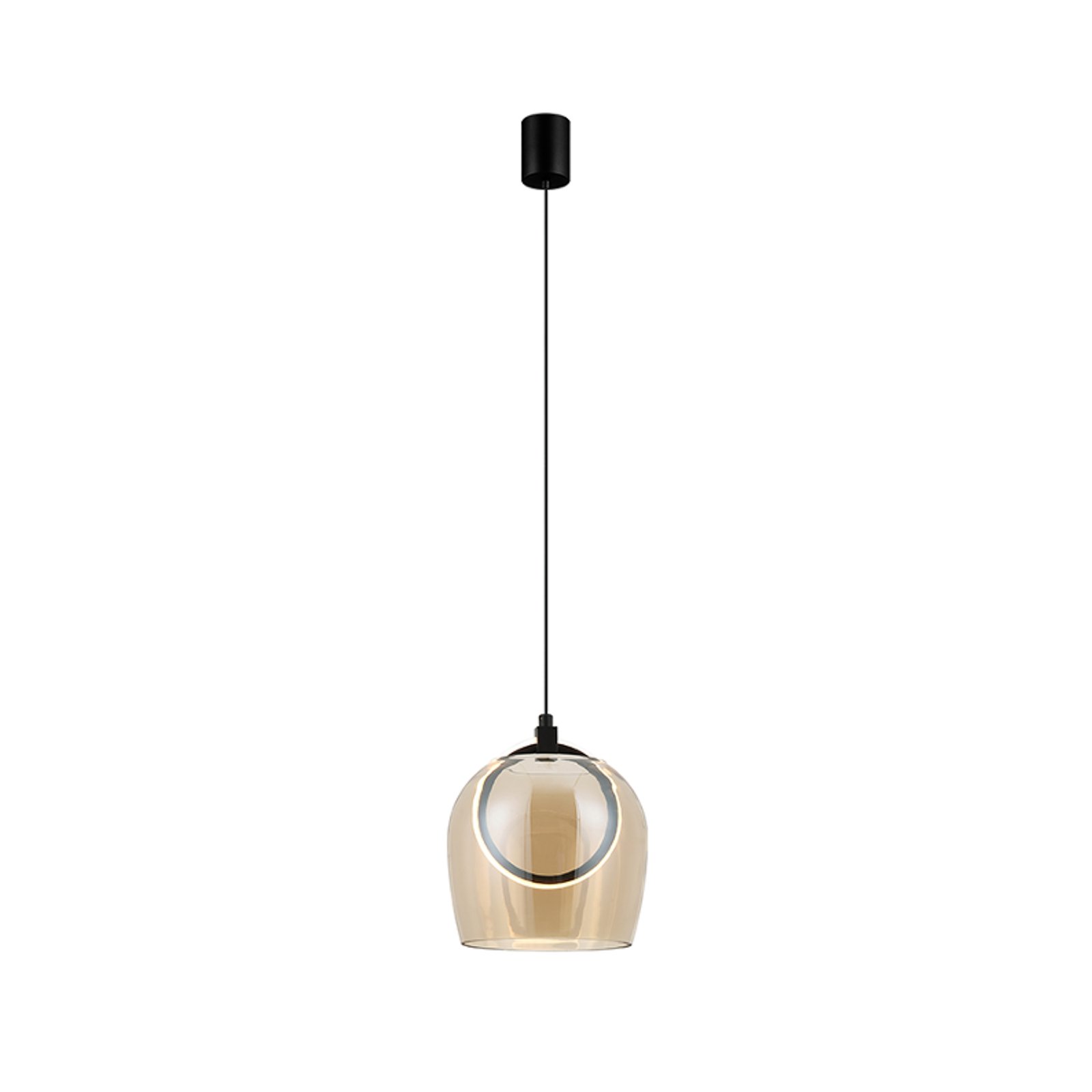 Suspension LED 23079, doré, 1 lampe, verre, Ø 20 cm