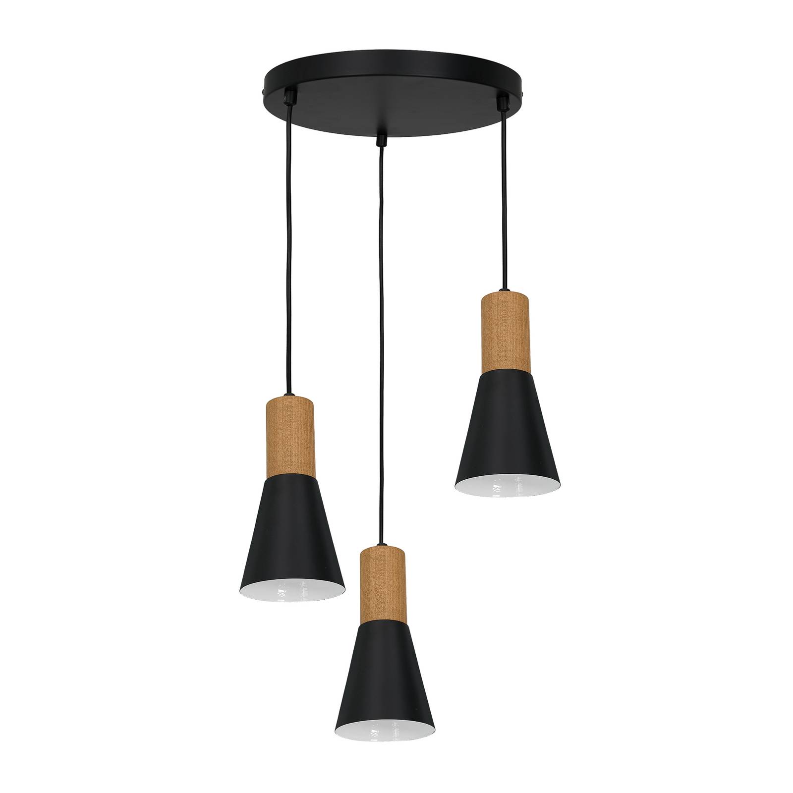 Hanglamp Esma, zwart, 3-lamps, Rondell