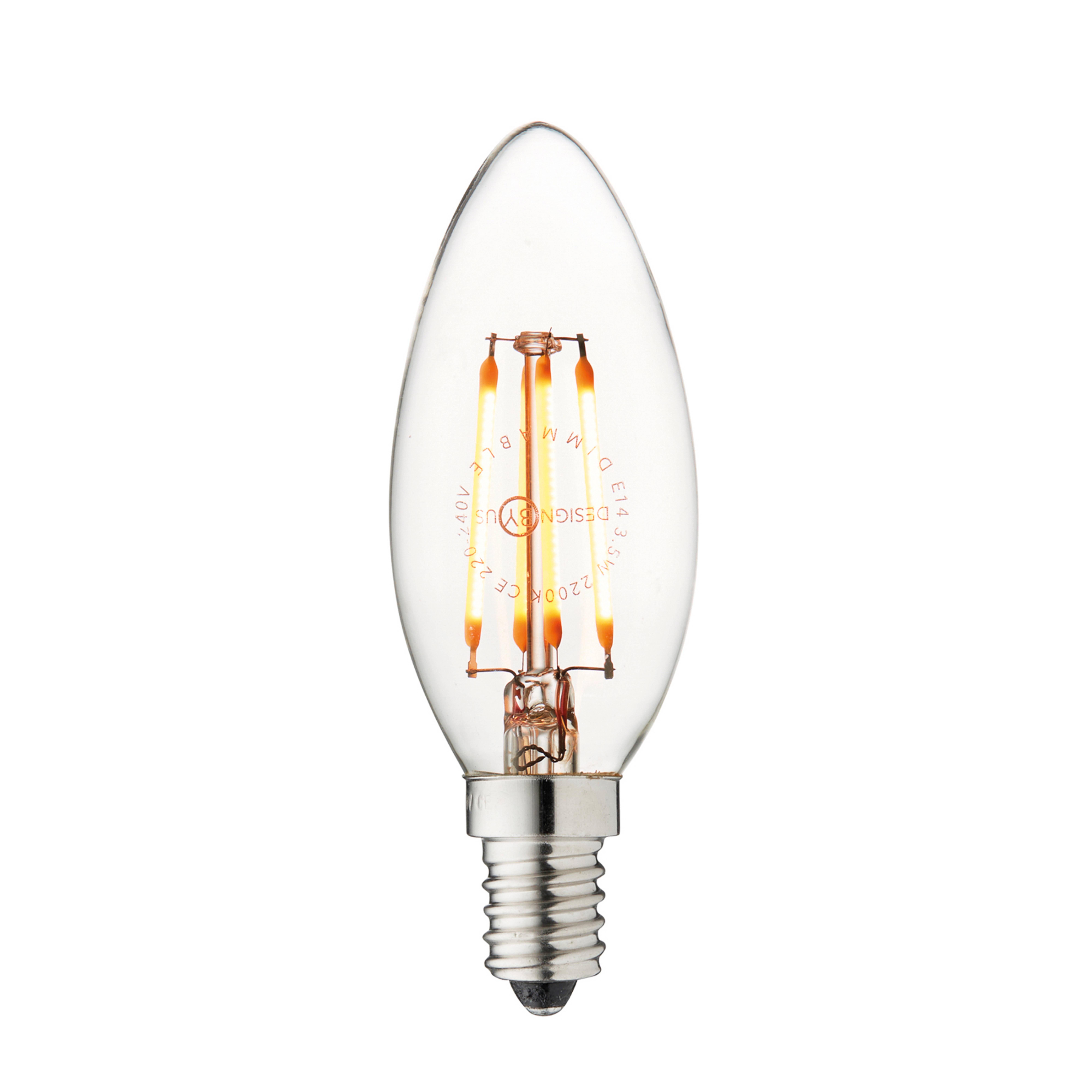 LED kaarslamp, E14, 3,5 W, 2.200 K, gloeidraad, dimbaar