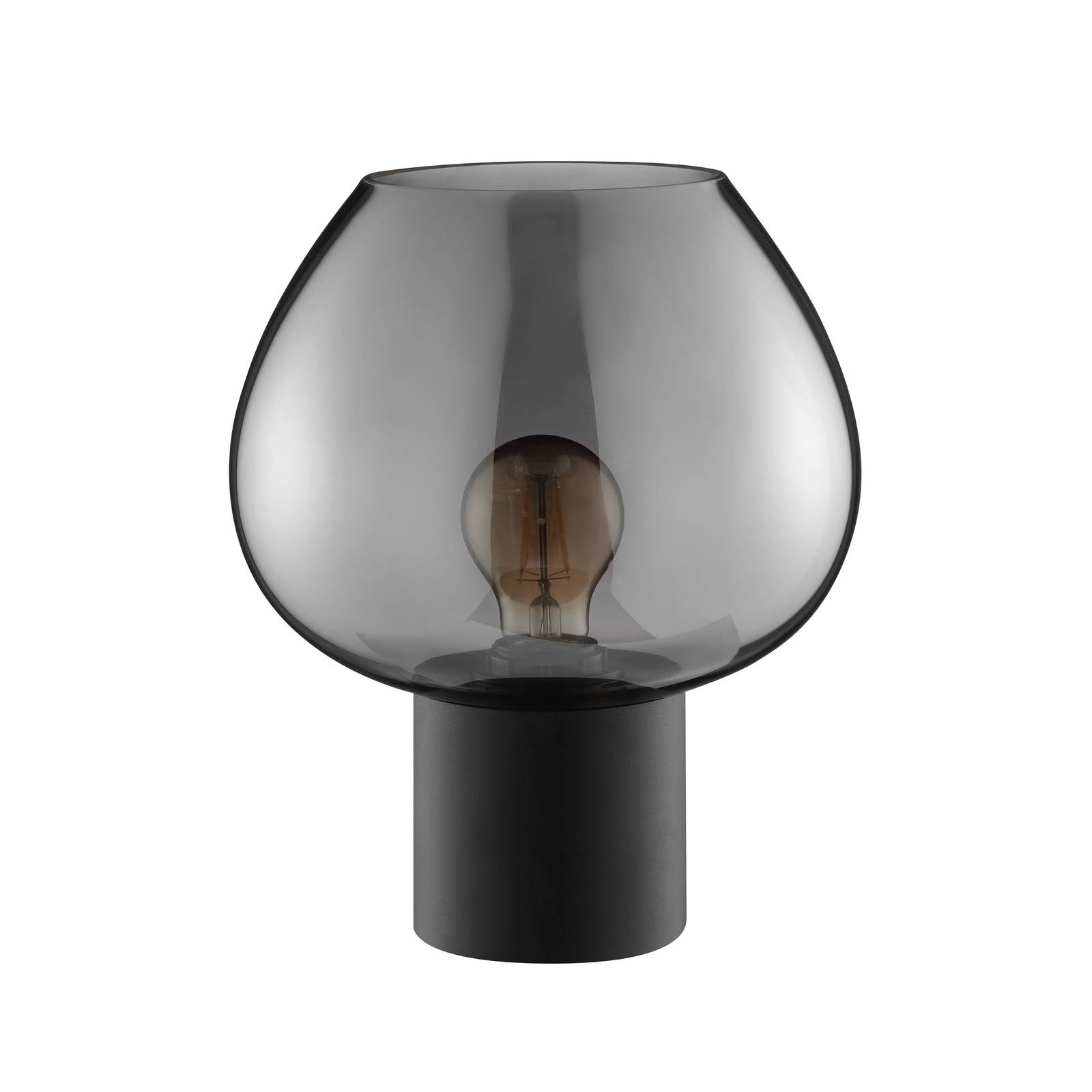 Tischlampe Ligari, schwarz/rauchgrau, Höhe 28 cm Metall/Glas