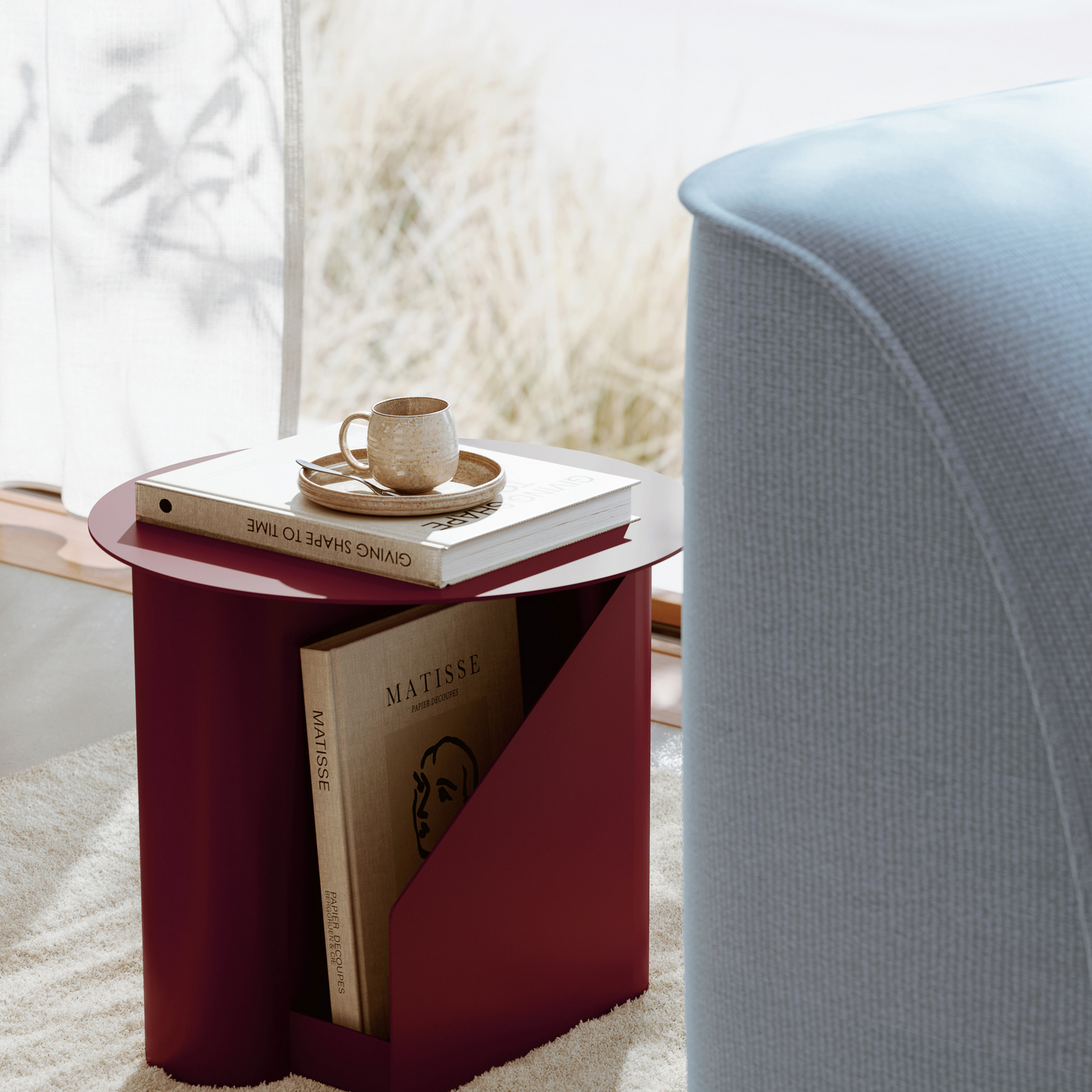 Table basse Sentrum, rouge foncé, métal, Ø 40 cm - Woud