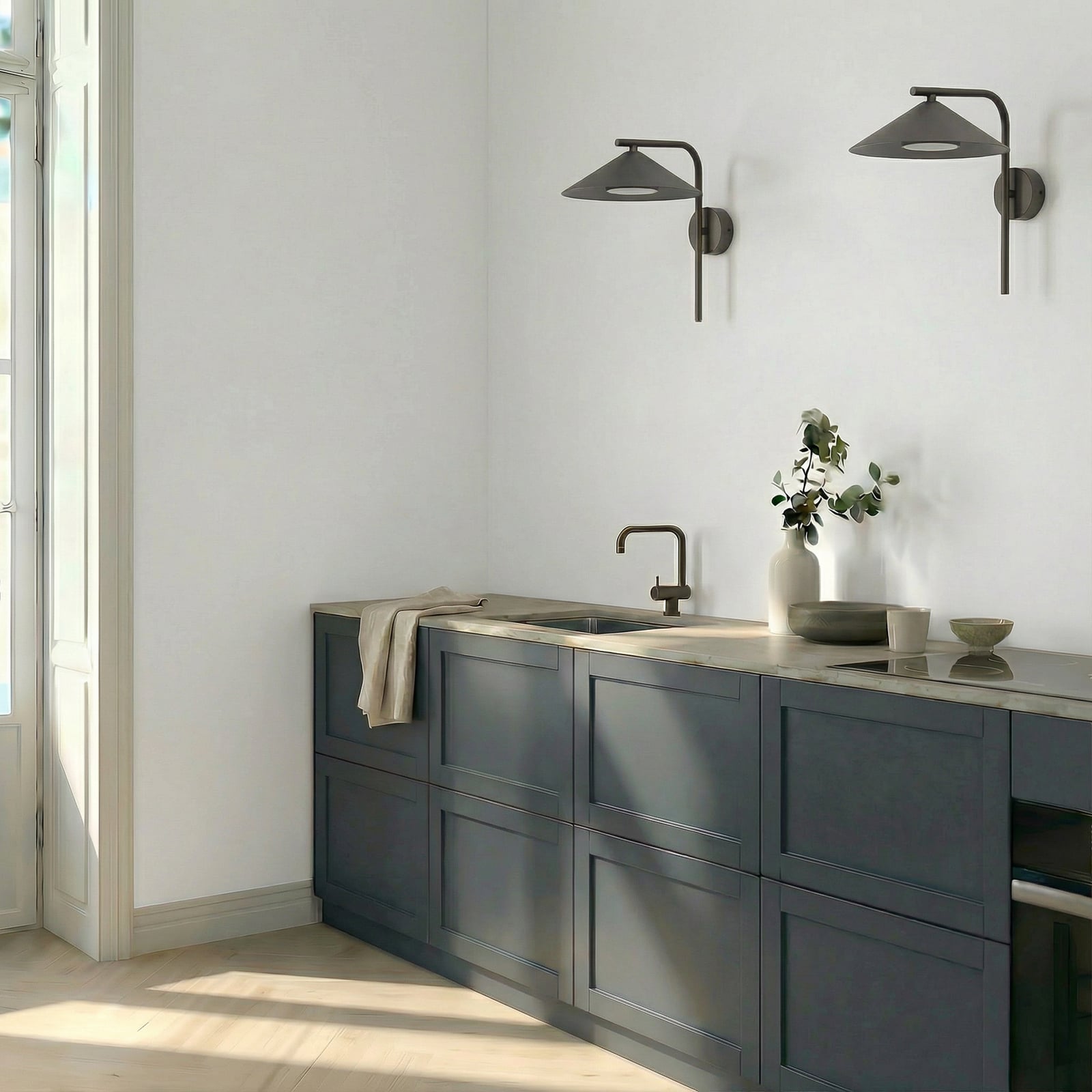 Lume wall light, brown, metal, height 30.5 cm