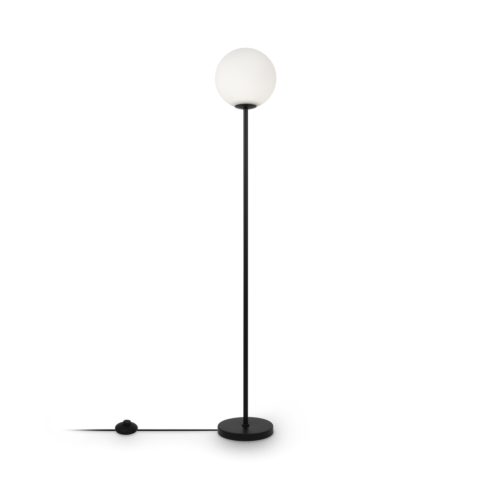 Maytoni Ring floor lamp with glass shade, black