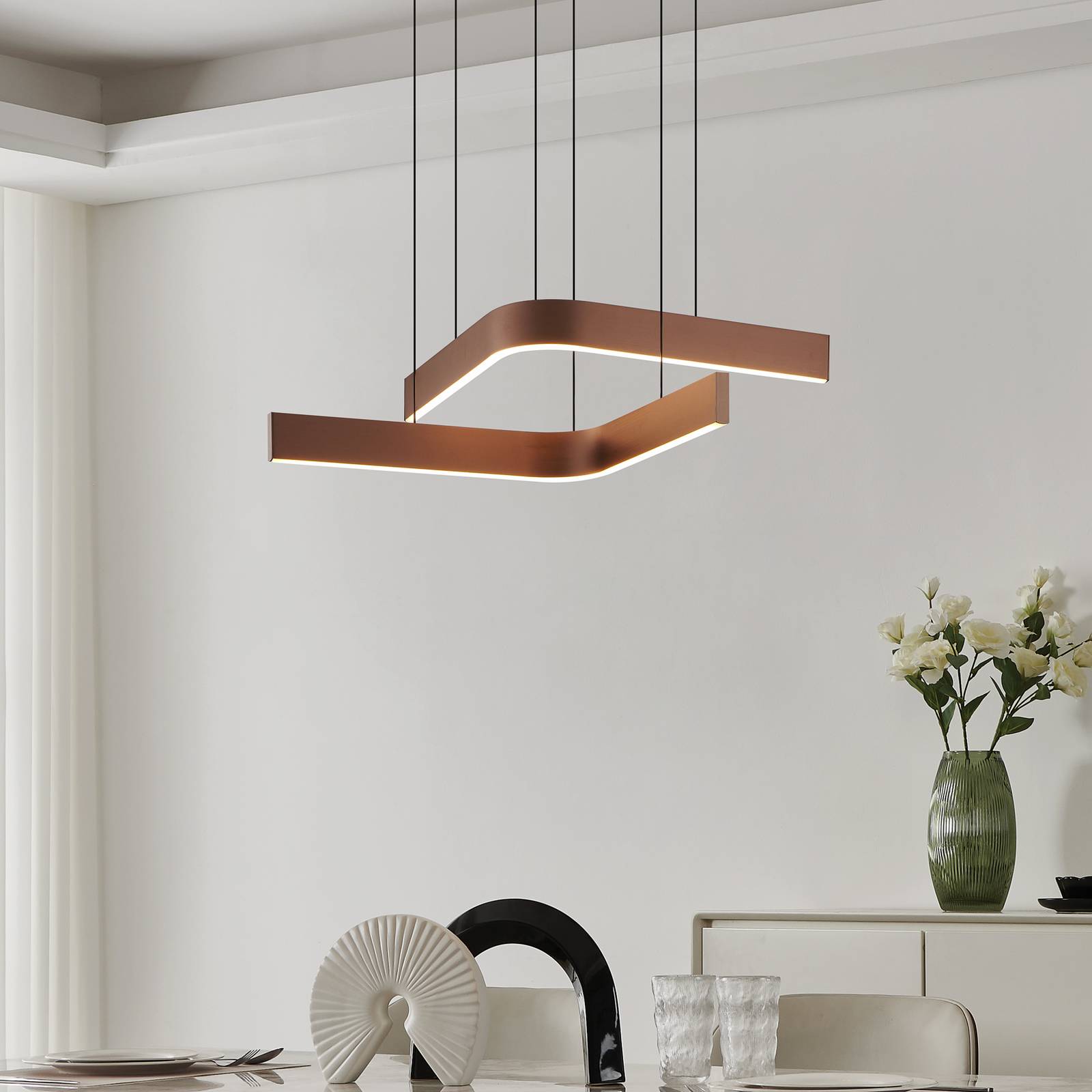 EGLO Suspension LED intelligente Folcino-Z, couleur bronze, 64 cm, CCT