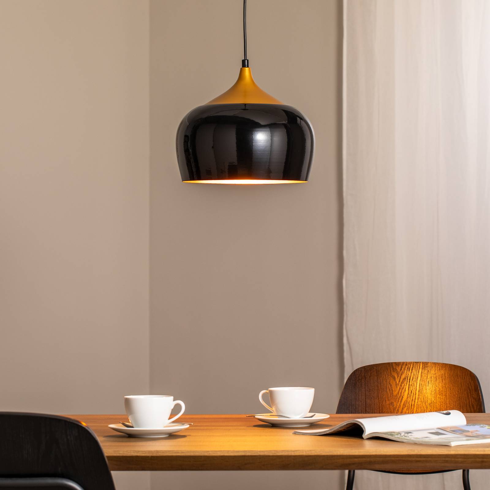Hängeleuchte Berceste 212-S Ø30cm schwarz/gold günstig online kaufen
