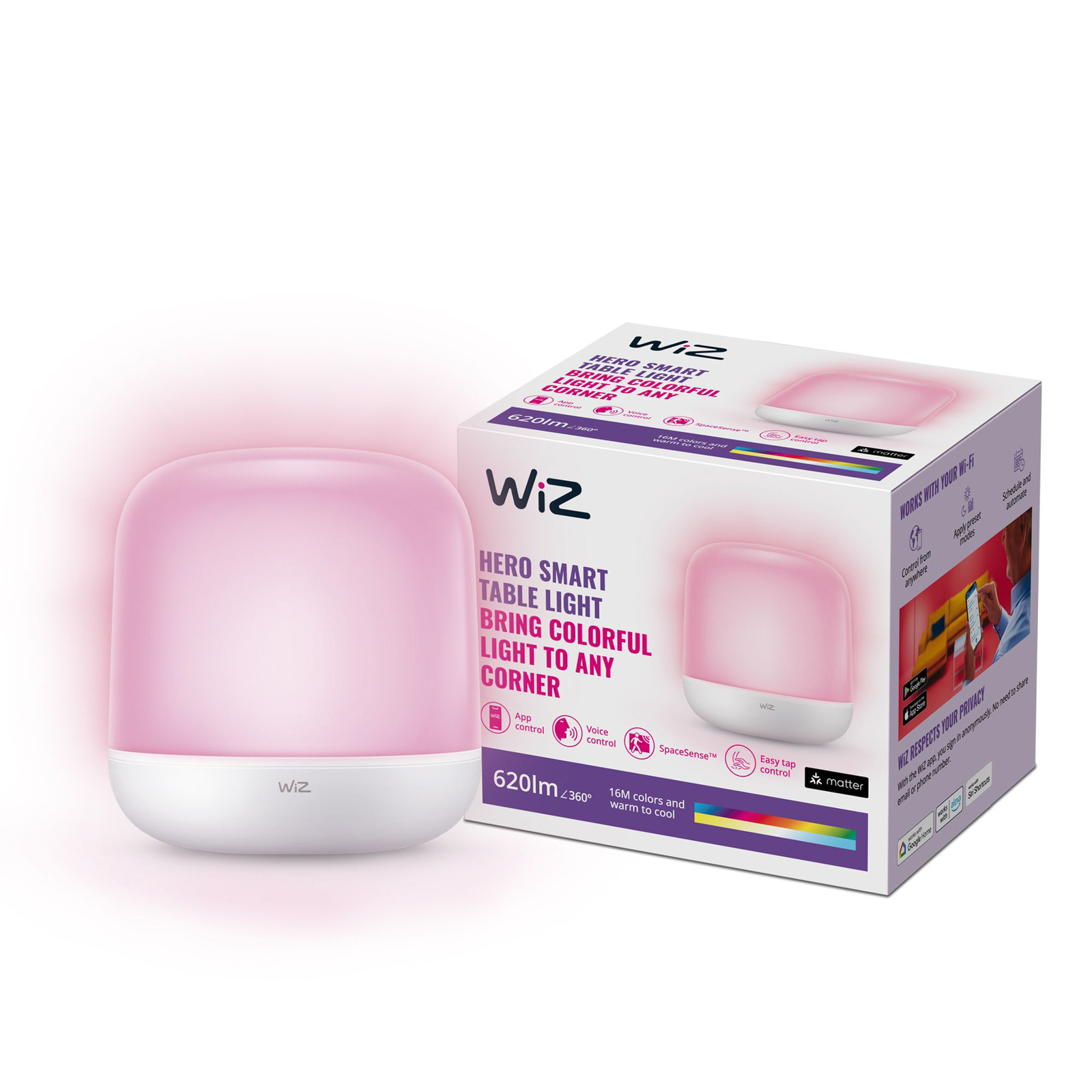 WiZ Hero lámpara de mesa LED RGBW, portátil