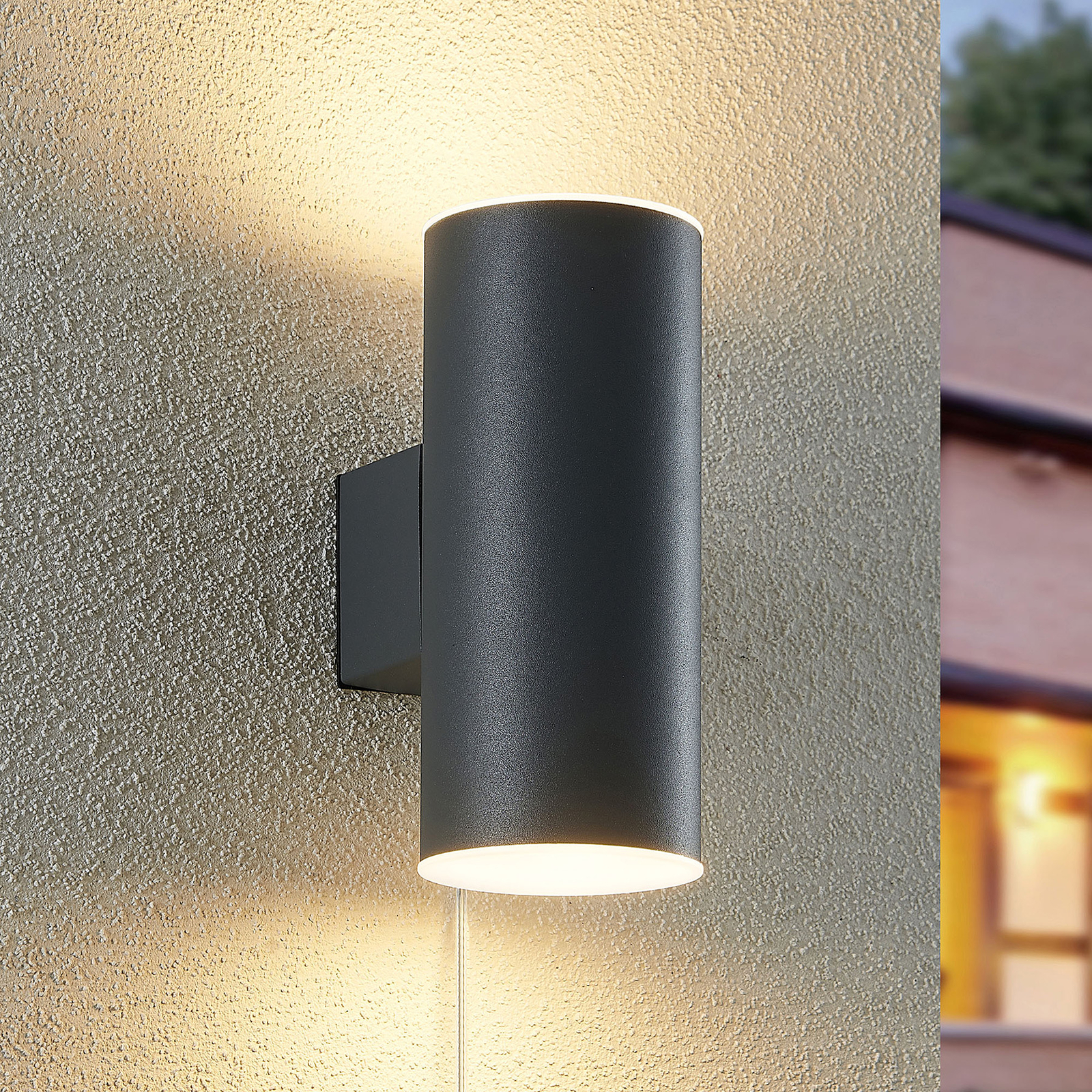 Lindby Maurun LED napelemes fali lámpa, antracit