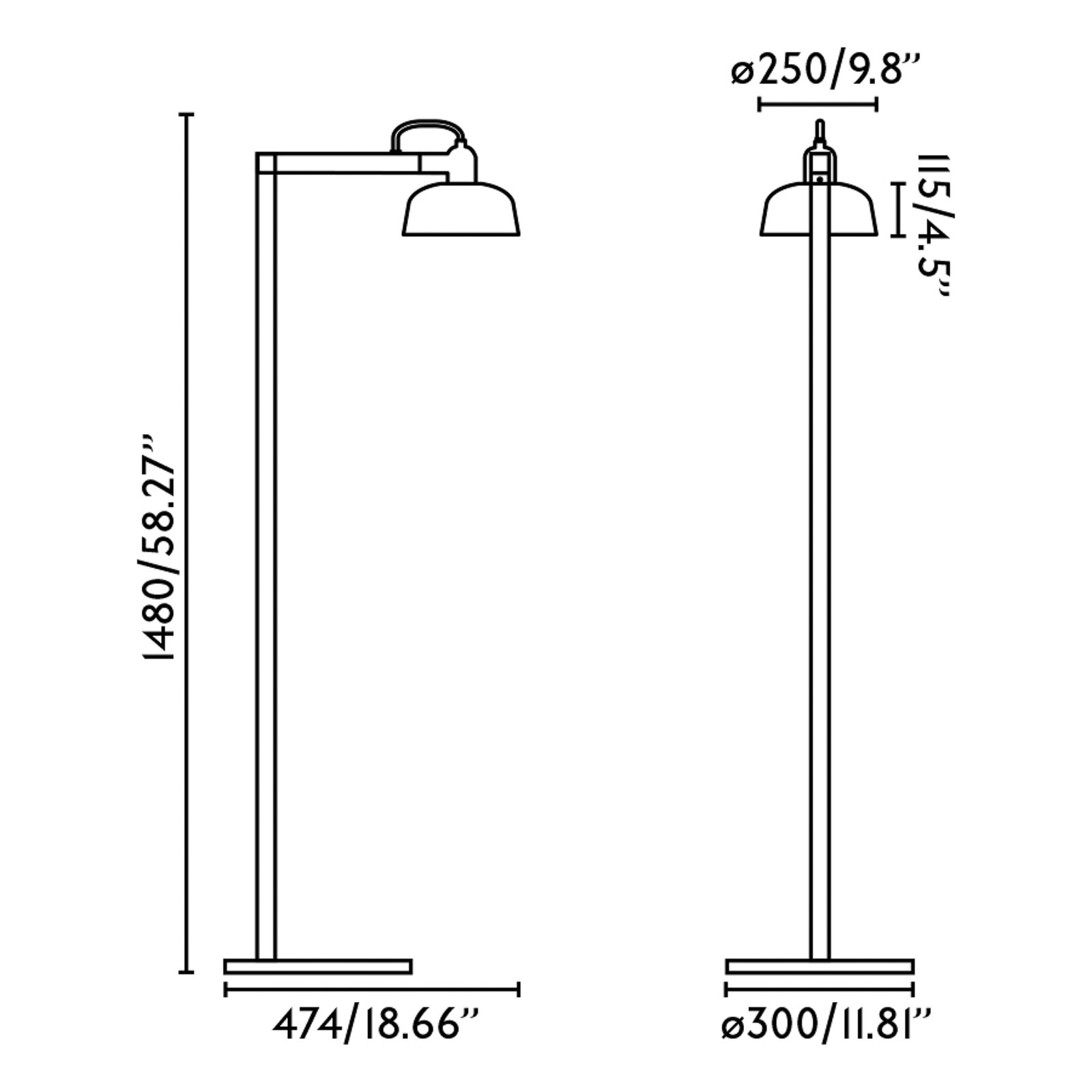 Tatawin floor lamp, black, steel/glass, height 148 cm