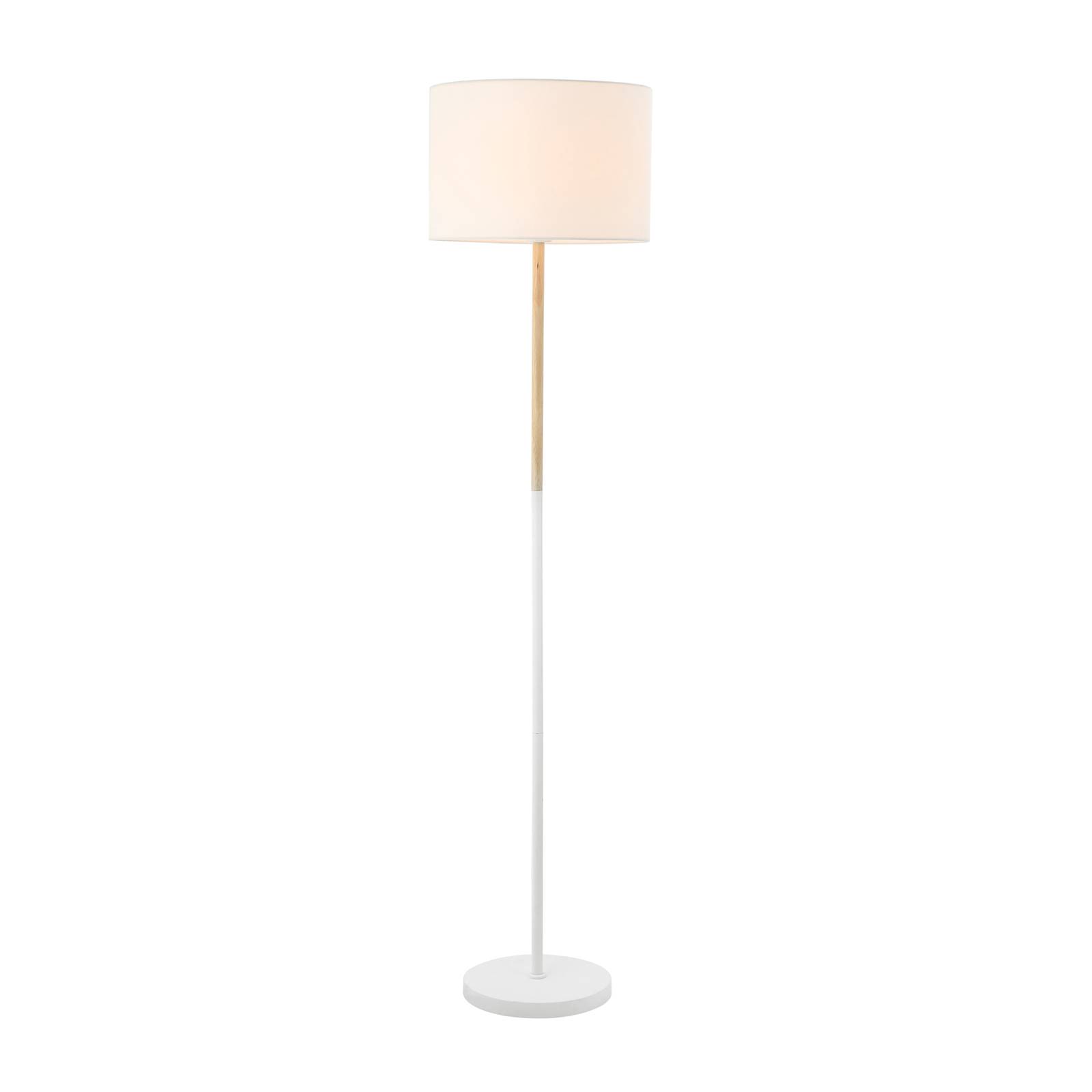 Zambelis Lampe sur pied tissu 20212 métal/bois clair blanc