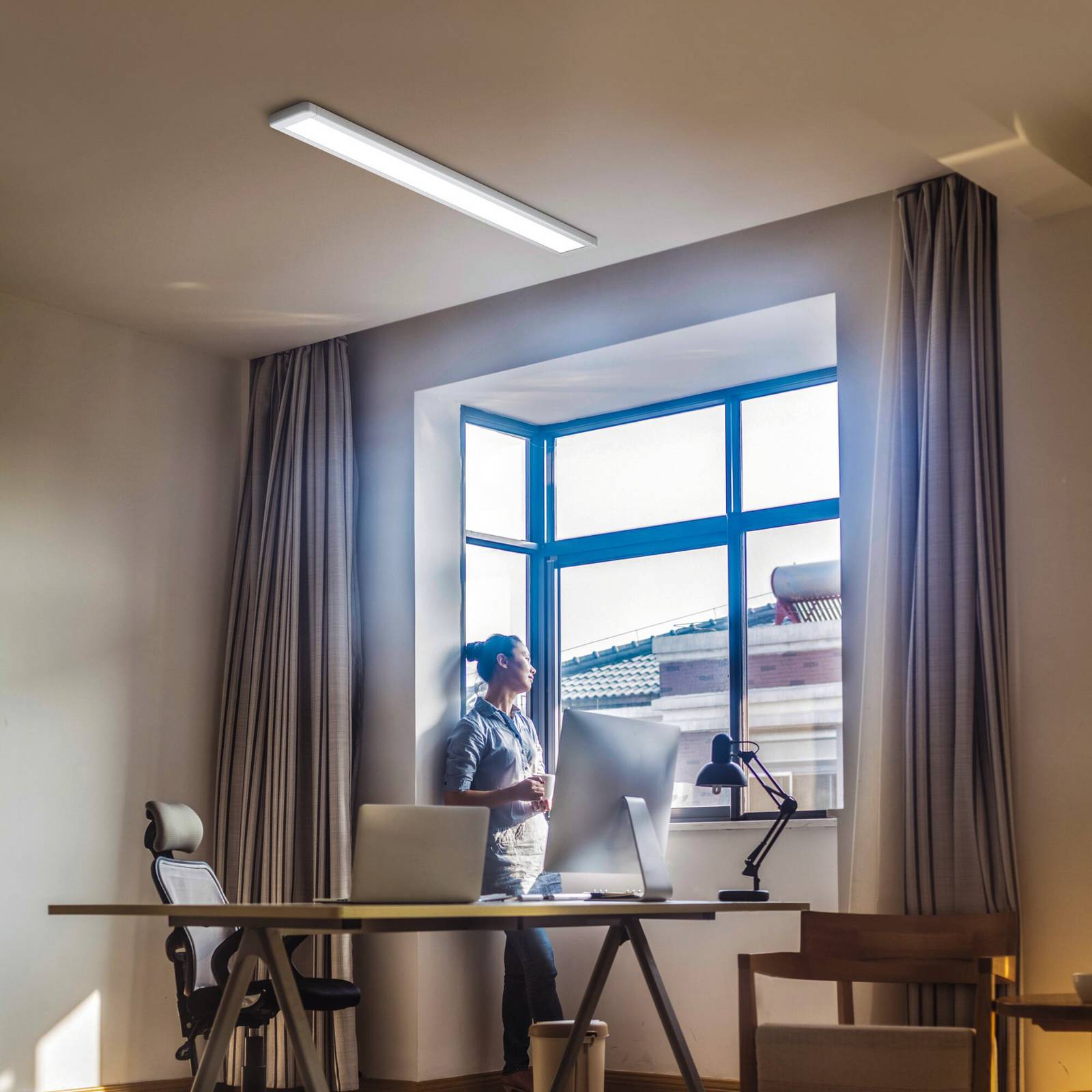 Lampa sufitowa LED OSRAM OFFICE LINE, biała, 122 cm, metalowa