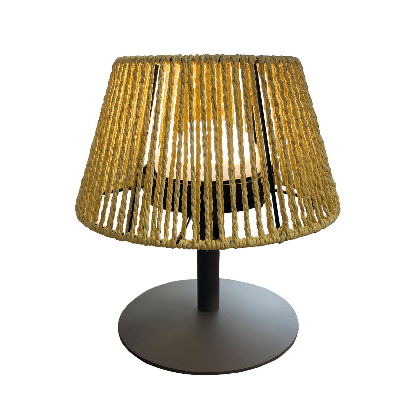 Lámpara de mesa LED recargable Raffy, color antracita/marrón claro, altura 22