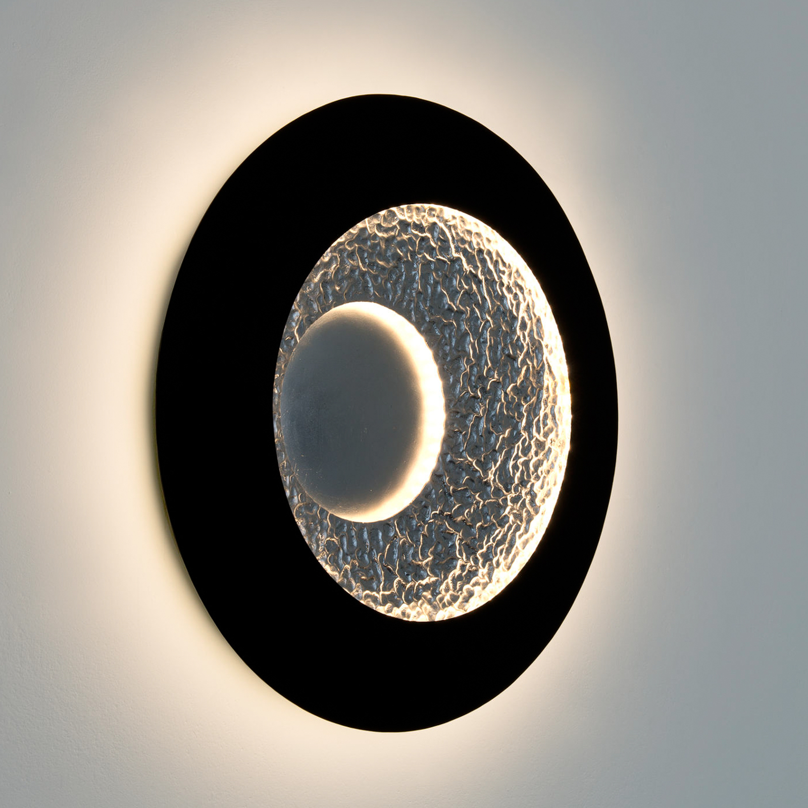 LED wall light Urano, brown-black/silver, Ø 60 cm, iron