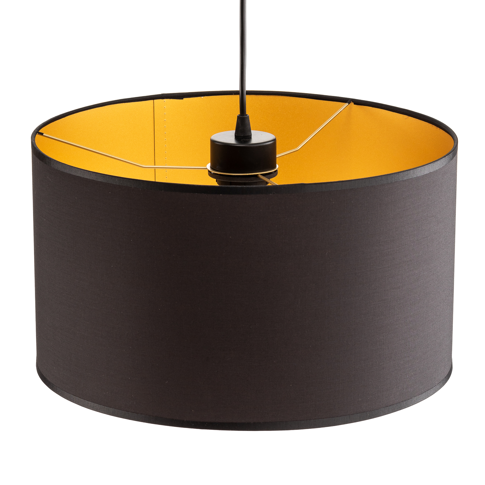 Hanglamp Roto 3 in zwart, kappen binnen goud