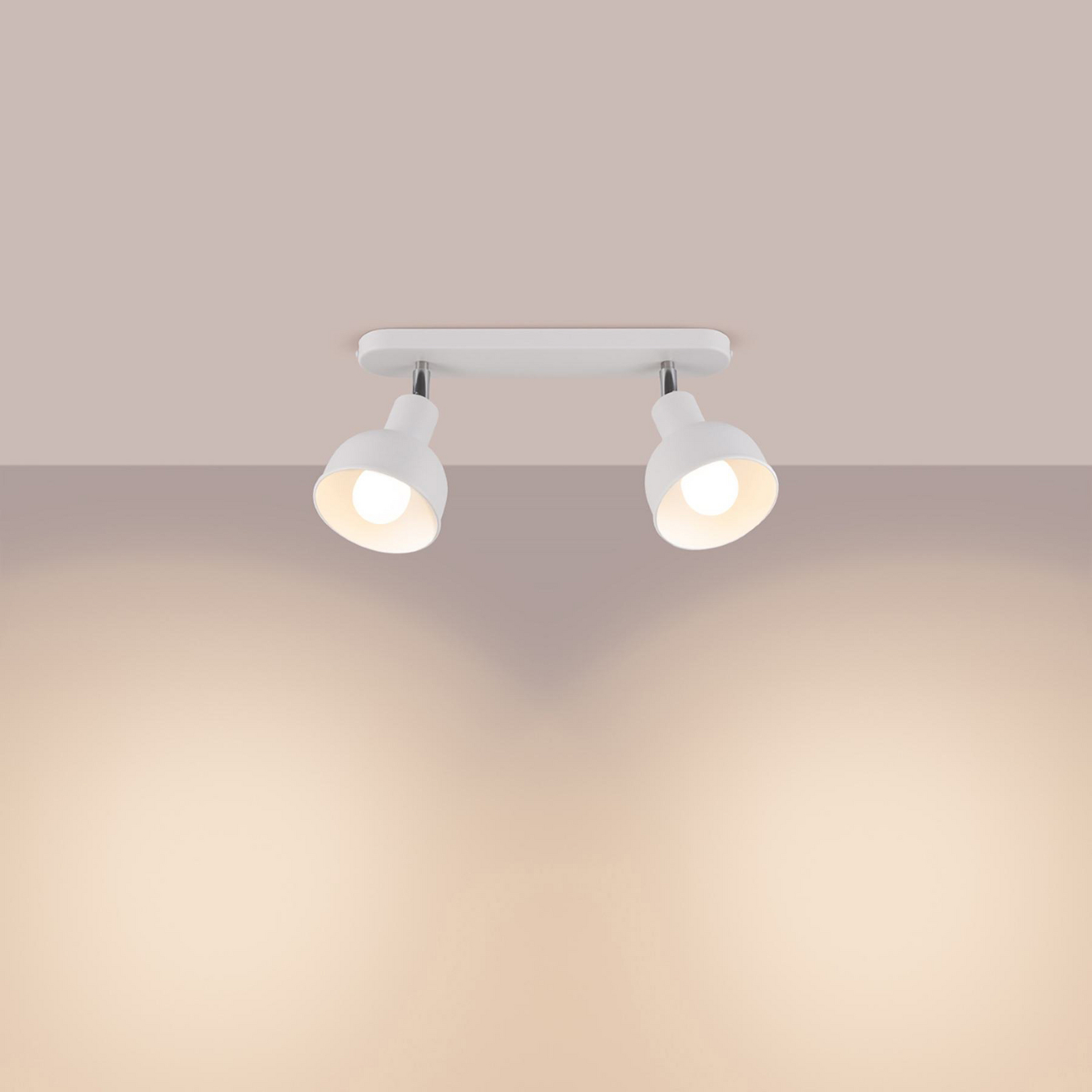 Elba ceiling light, 2-bulb, steel, length 33.5 cm