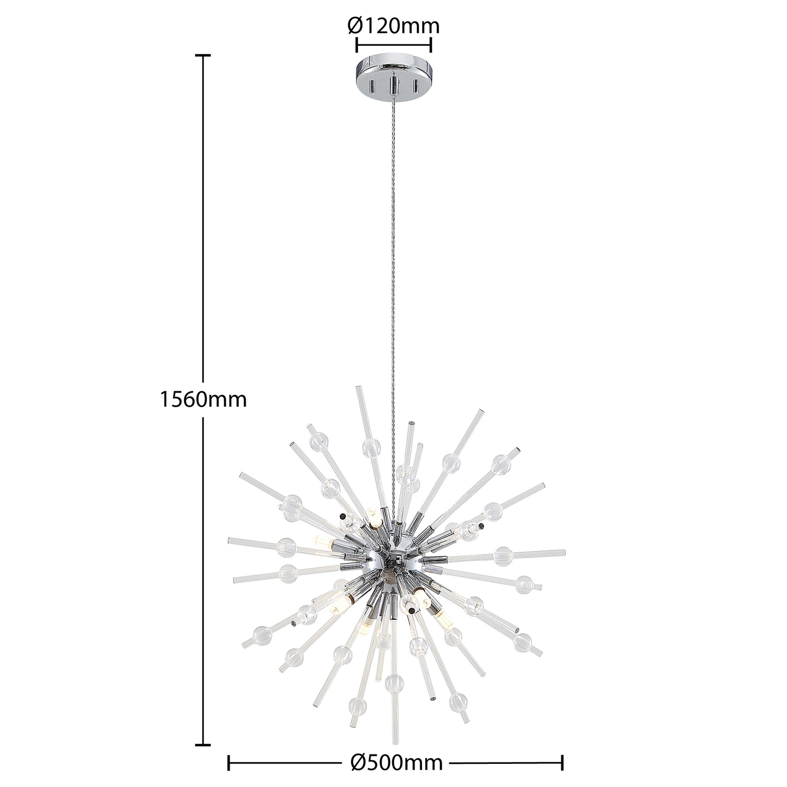 Lucande Kirai suspension en verre, à 8 lampes 54cm