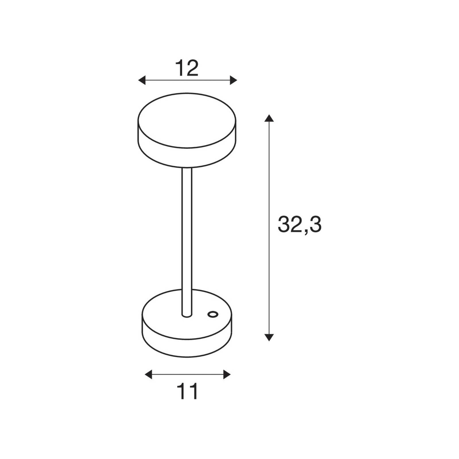 Lampa akumulatorowa LED Vinolina, biały, CCT, aluminium, wysokość 32,3 cm