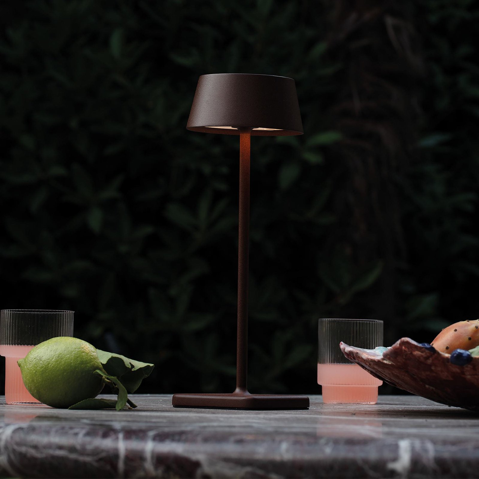 Ideal Lux LED rechargeable outdoor table lamp Pure brown metal 32 cm