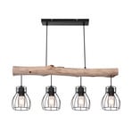 Mina pendant light, length 83 cm, black/brown, 4-bulb.