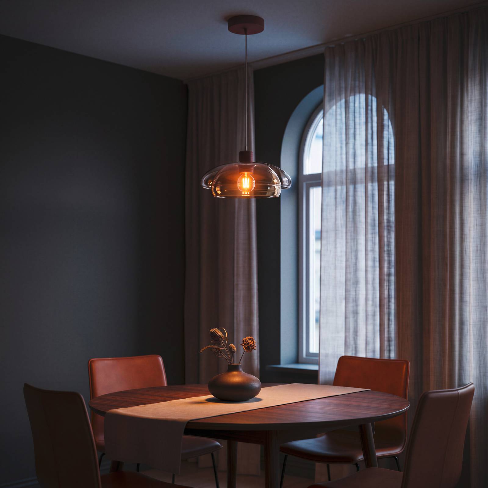 EGLO Hanglamp Salesiani, bordeauxrood, glas, metaal, E27