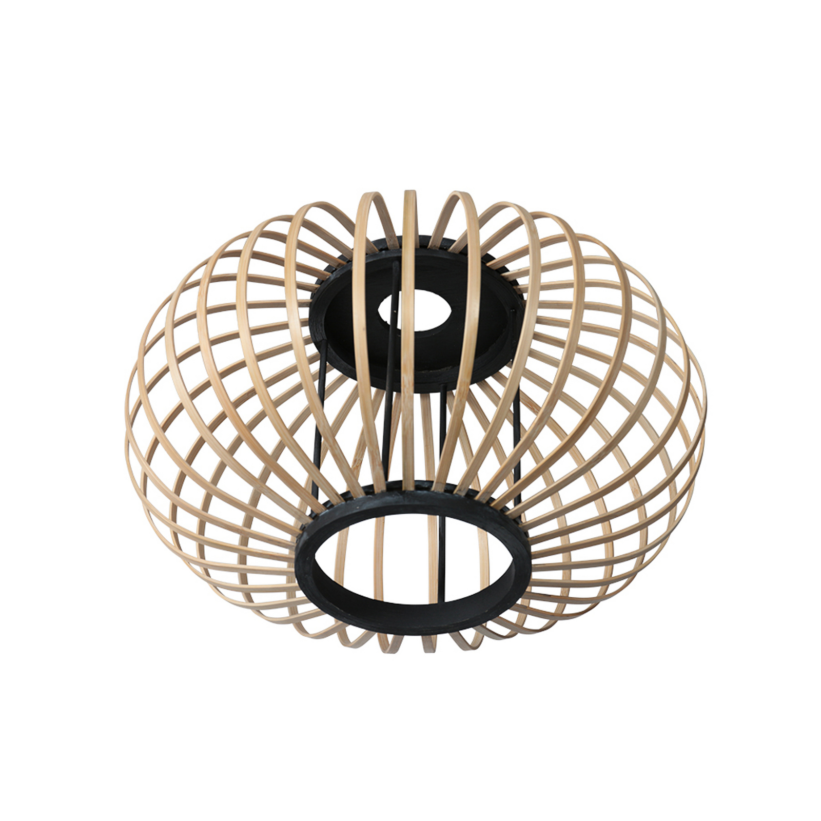 Lámpara de pie Nox Light de 3 luces, negra, con varillas de bambú, E27